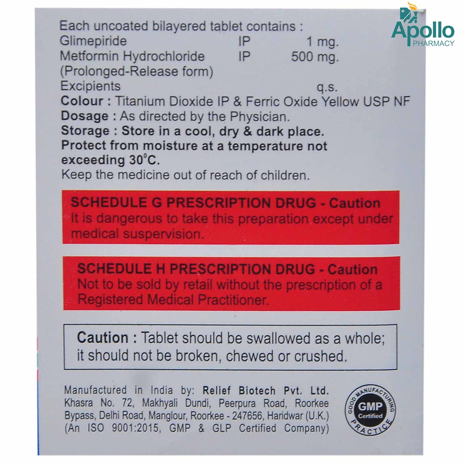 Glimfirst M1 Tablet 15's, Pack of 15 TABLETS Glimfirst M1 Tablet 15's, Pack of 15 TABLETS