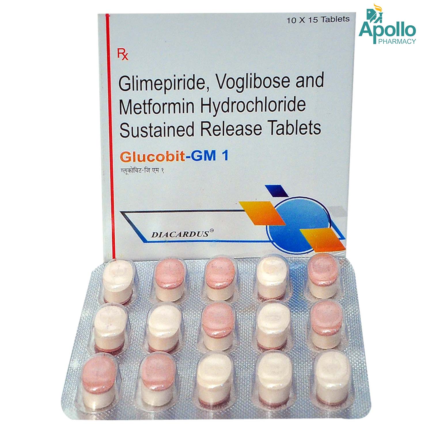 Glucobit-GM 1 mg/500 mg/0.2 mg Tablet 15's, Pack of 15 TabletS Glucobit-GM 1 mg/500 mg/0.2 mg Tablet 15's, Pack of 15 TabletS