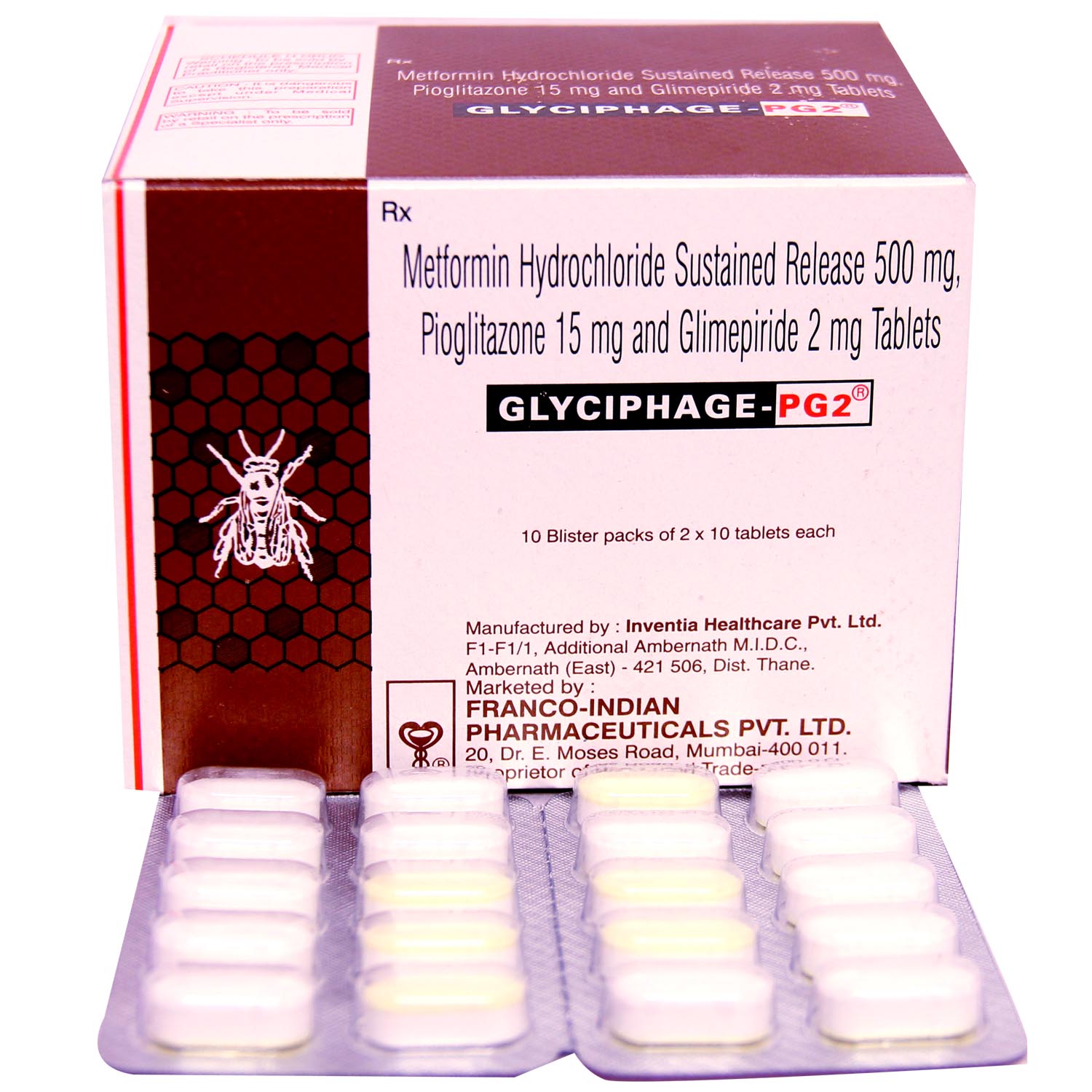 GLYCIPHAGE PG 2MG TABLET, Pack of 10 TABLETS GLYCIPHAGE PG 2MG TABLET, Pack of 10 TABLETS