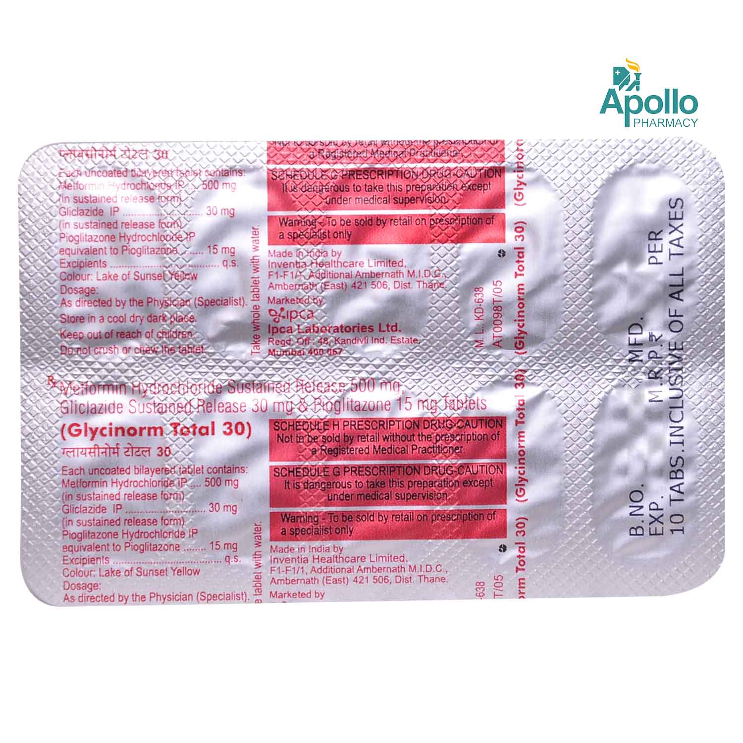 Glycinorm Total 30 Tablet 10's, Pack of 10 TABLETS Glycinorm Total 30 Tablet 10's, Pack of 10 TABLETS