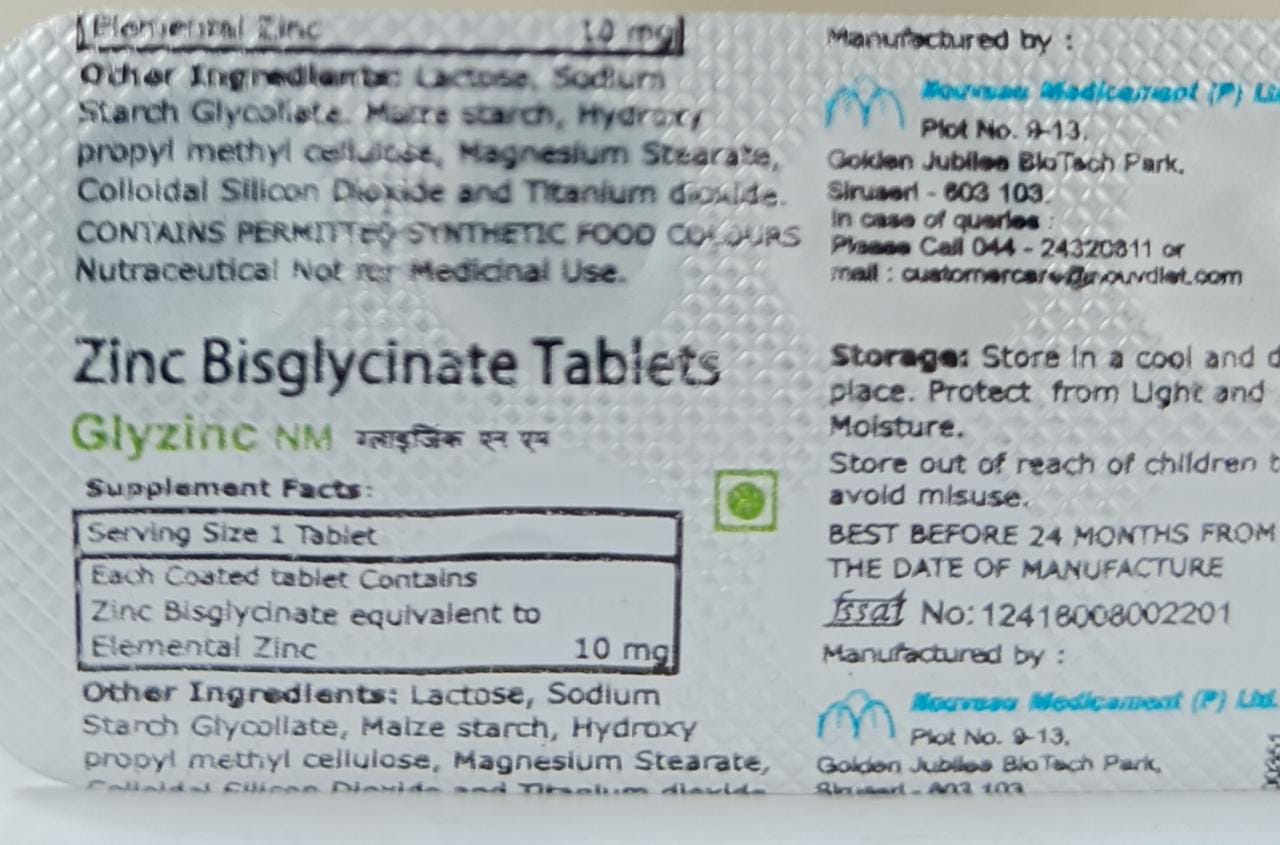 Glyzinc NM Tablet 10's, Pack of 10 TABLETS Glyzinc NM Tablet 10's, Pack of 10 TABLETS