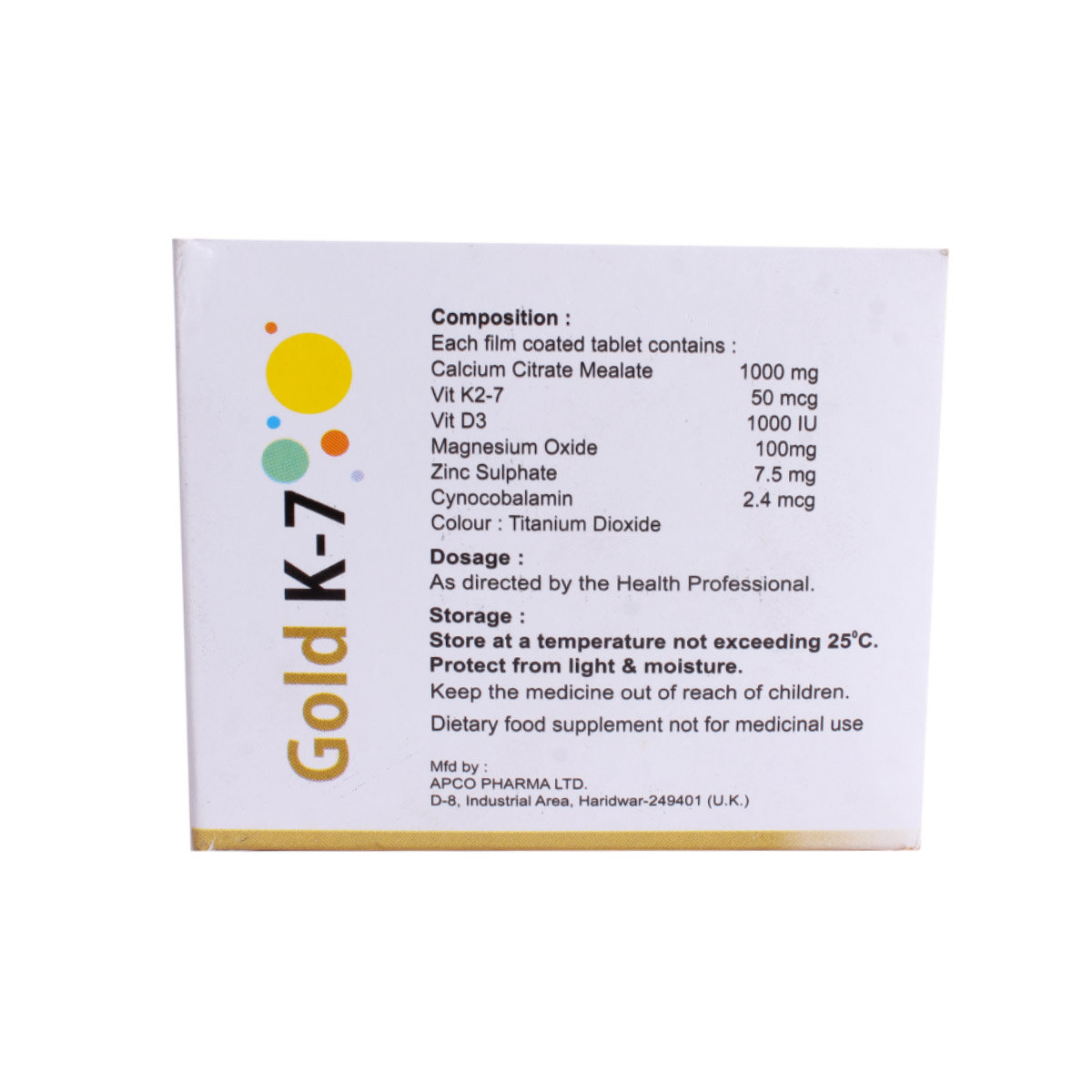 Gold K-7 Tablet 10's, Pack of 10 TabletS Gold K-7 Tablet 10's, Pack of 10 TabletS