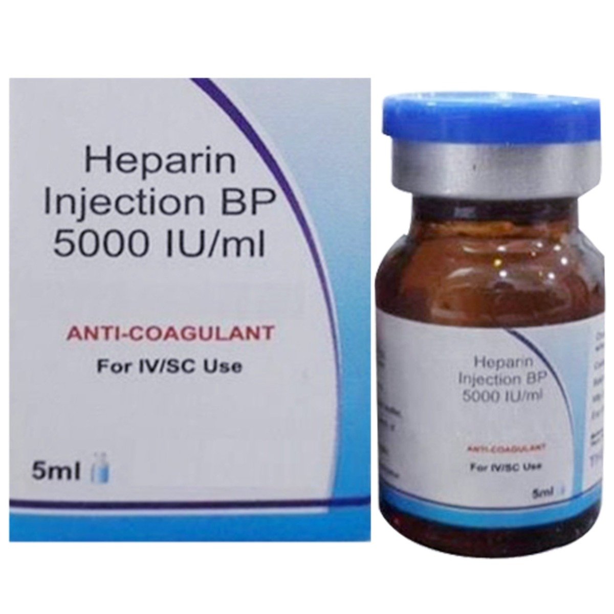 Heparin 5000IU Injection 5 ml, Pack of 1 INJECTION Heparin 5000IU Injection 5 ml, Pack of 1 INJECTION