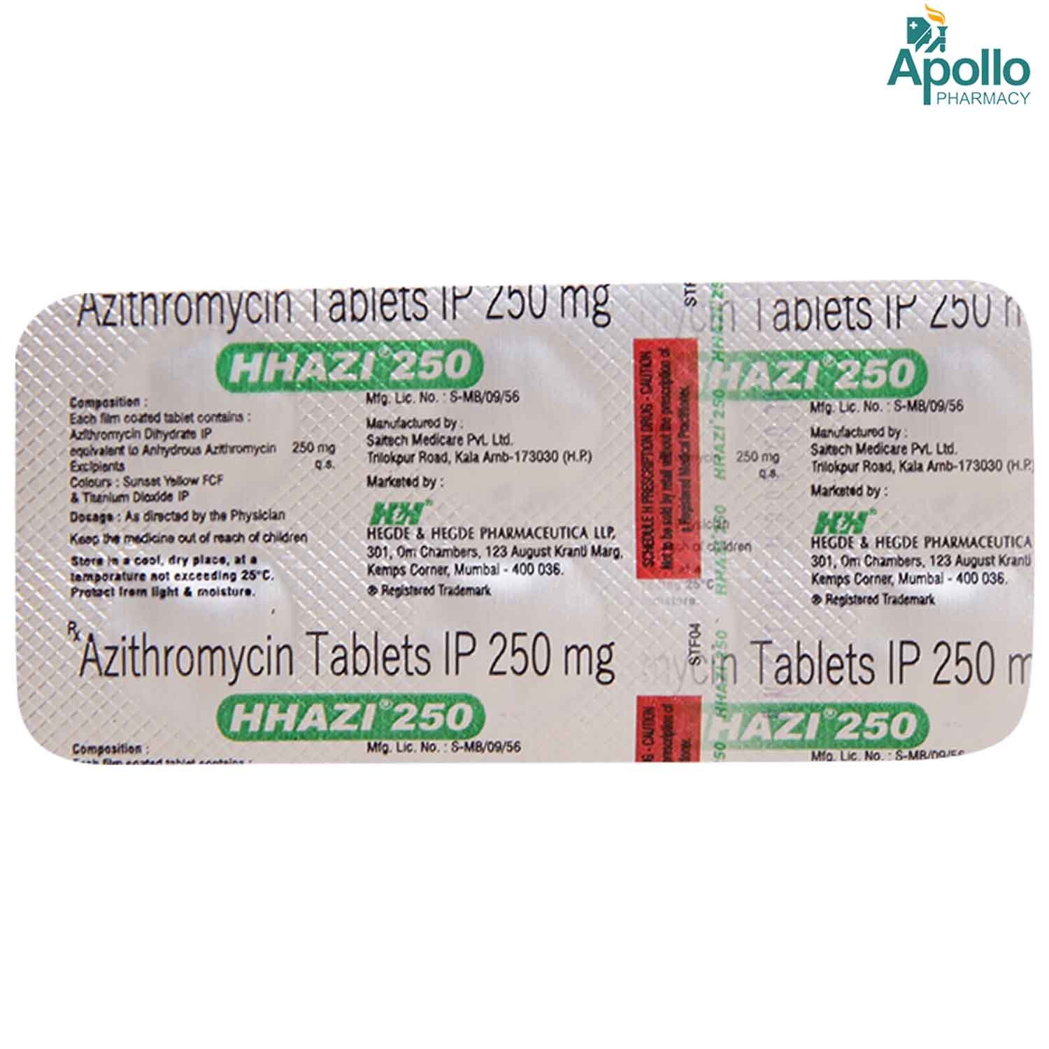 Hhazi 250 mg Tablet 6's, Pack of 6 TABLETS Hhazi 250 mg Tablet 6's, Pack of 6 TABLETS