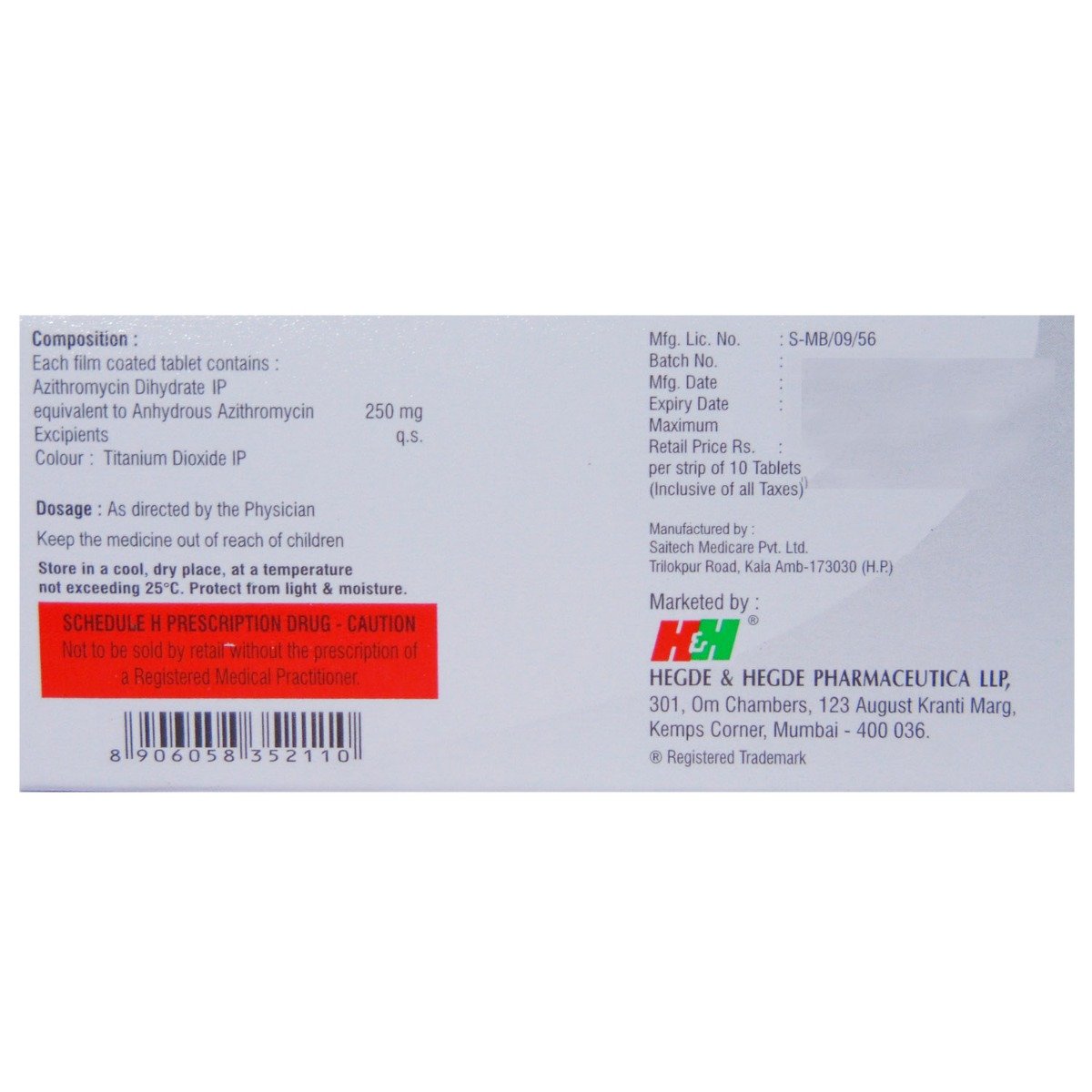 Hhazi 250 Tablet 10's, Pack of 10 TABLETS Hhazi 250 Tablet 10's, Pack of 10 TABLETS