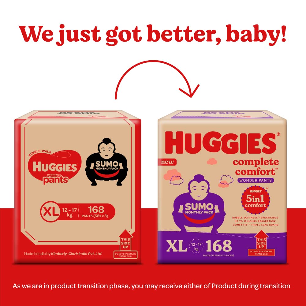 Huggies Complete Comfort Wonder Baby Diaper Pants XL, 168 Count (3x56), Pack of 1 Huggies Complete Comfort Wonder Baby Diaper Pants XL, 168 Count (3x56), Pack of 1