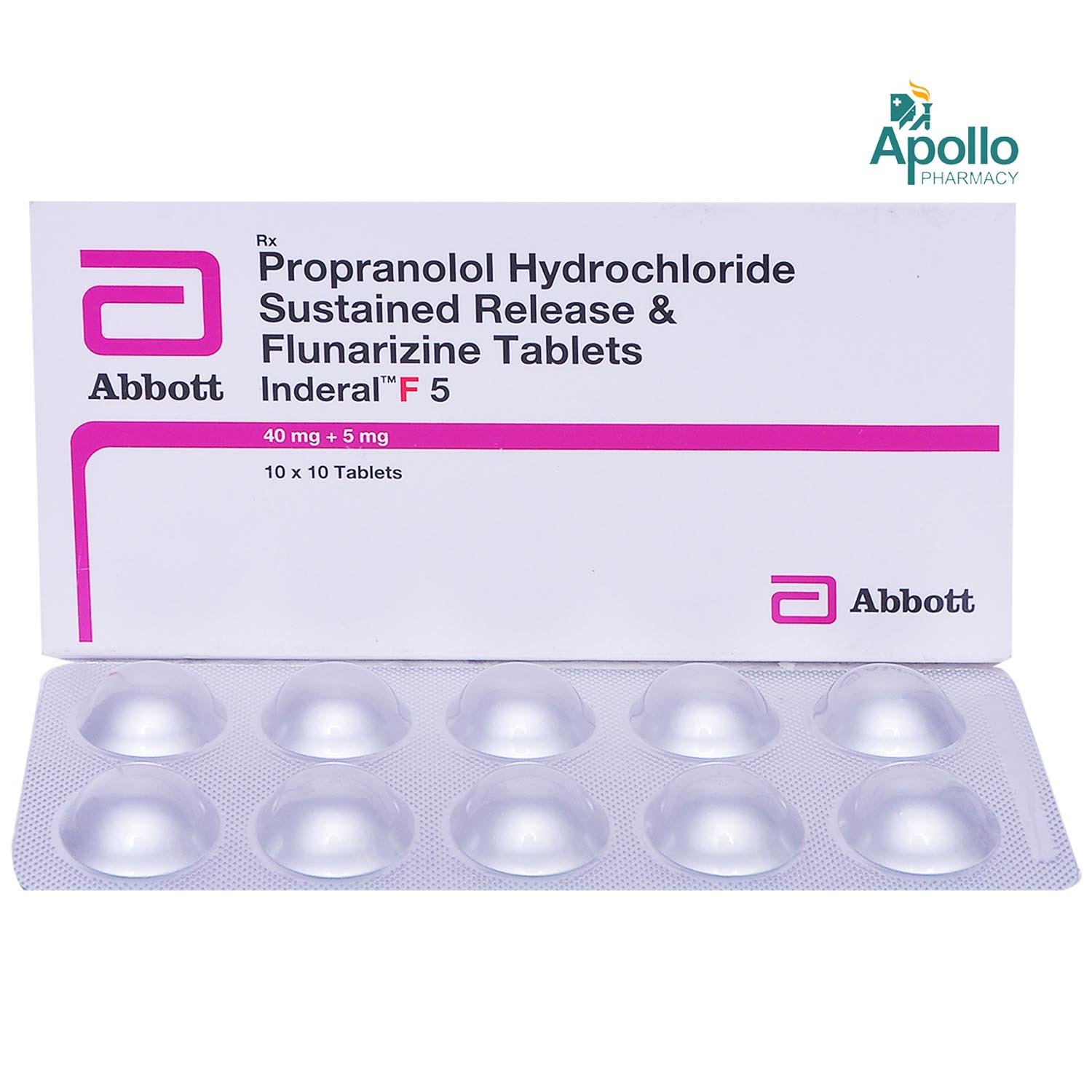 Inderal F 5 Tablet 10's, Pack of 10 Inderal F 5 Tablet 10's, Pack of 10
