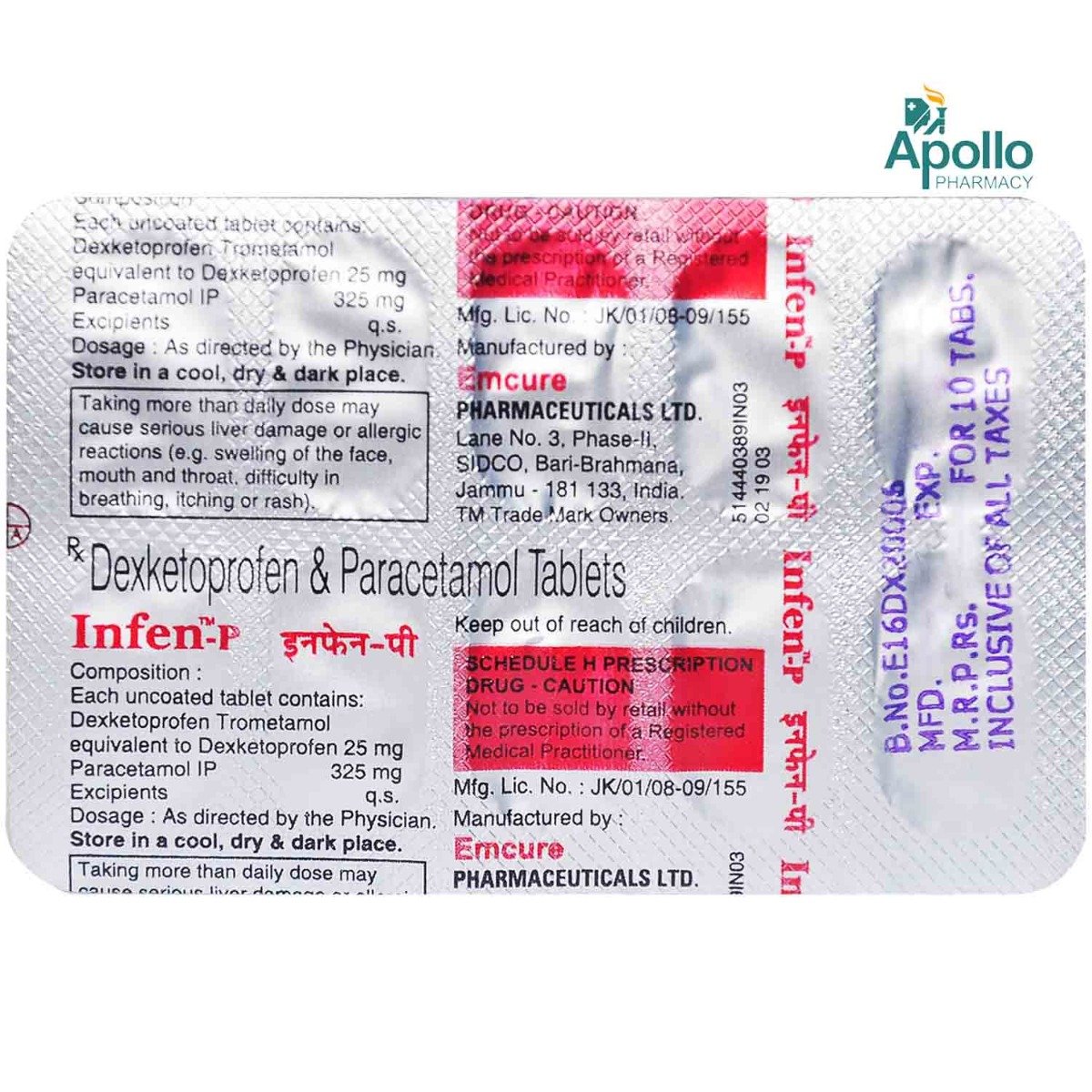 Infen P Tablet 10's, Pack of 10 TABLETS Infen P Tablet 10's, Pack of 10 TABLETS