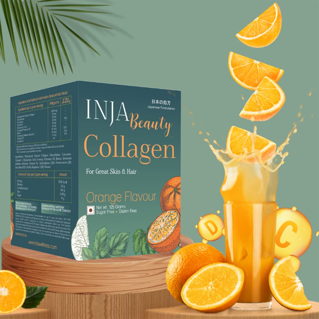 INJA Beauty Collagen Orange Flavour Powder for Great Skin & Hair, 125 gm, Pack of 1 INJA Beauty Collagen Orange Flavour Powder for Great Skin & Hair, 125 gm, Pack of 1
