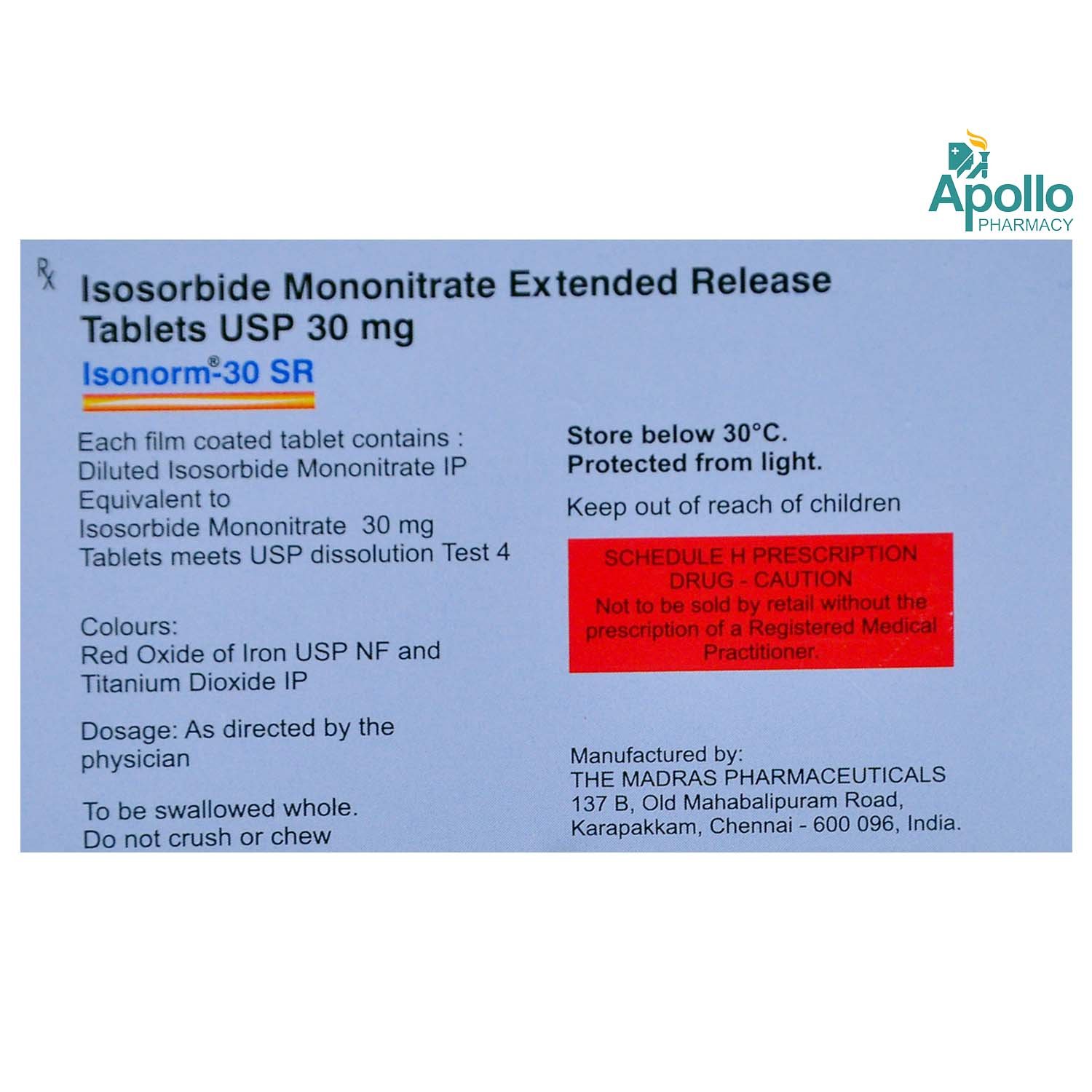 Isonorm-30 SR Tablet 10's, Pack of 10 TABLETS Isonorm-30 SR Tablet 10's, Pack of 10 TABLETS