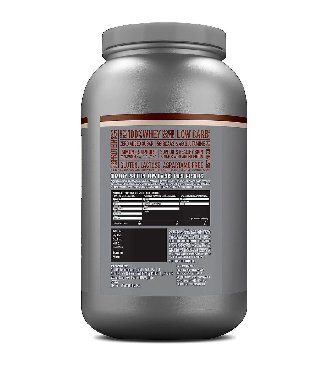 Isopure Less Than 1.5 gm Carbs 100% Whey Protein Isolate Cookies & Cream Flavour Powder, 4.40 lb, Pack of 1 Isopure Less Than 1.5 gm Carbs 100% Whey Protein Isolate Cookies & Cream Flavour Powder, 4.40 lb, Pack of 1