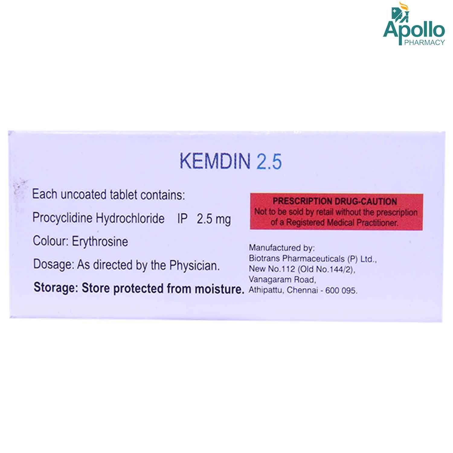 KEMDIN 2.5MG TABLET 10'S, Pack of 10 TabletS KEMDIN 2.5MG TABLET 10'S, Pack of 10 TabletS