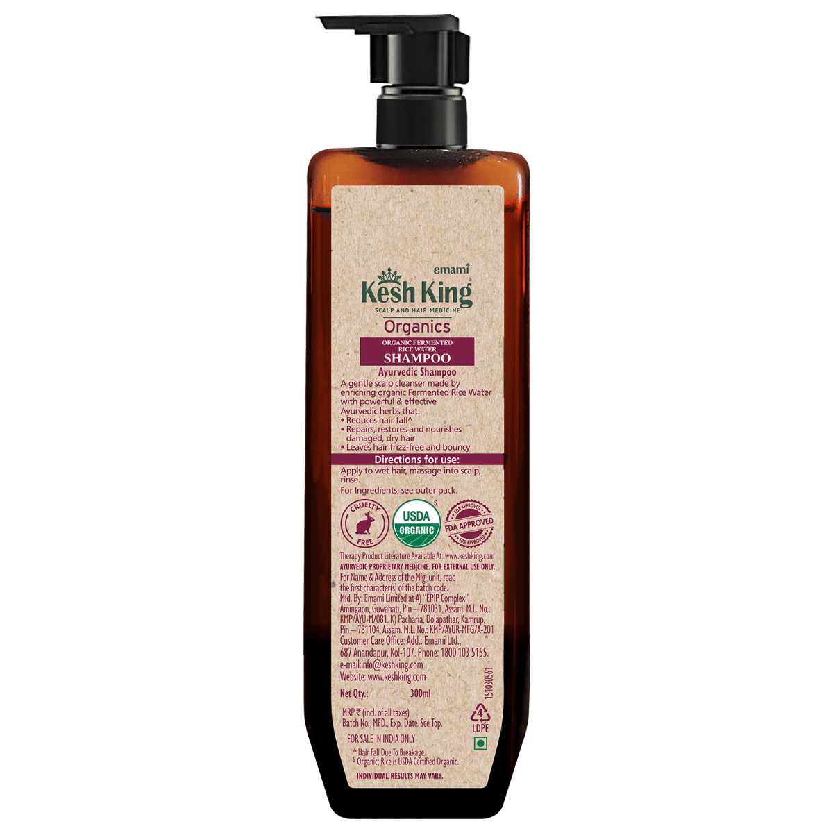 Kesh King Organics Fermented Rice Water Shampoo, 300 ml, Pack of 1 Kesh King Organics Fermented Rice Water Shampoo, 300 ml, Pack of 1