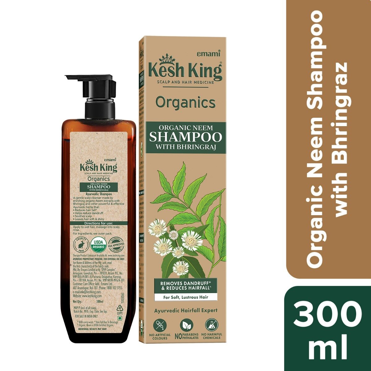 Kesh King Organic Neem Shampoo with Bhringraj, 300 ml, Pack of 1 Kesh King Organic Neem Shampoo with Bhringraj, 300 ml, Pack of 1