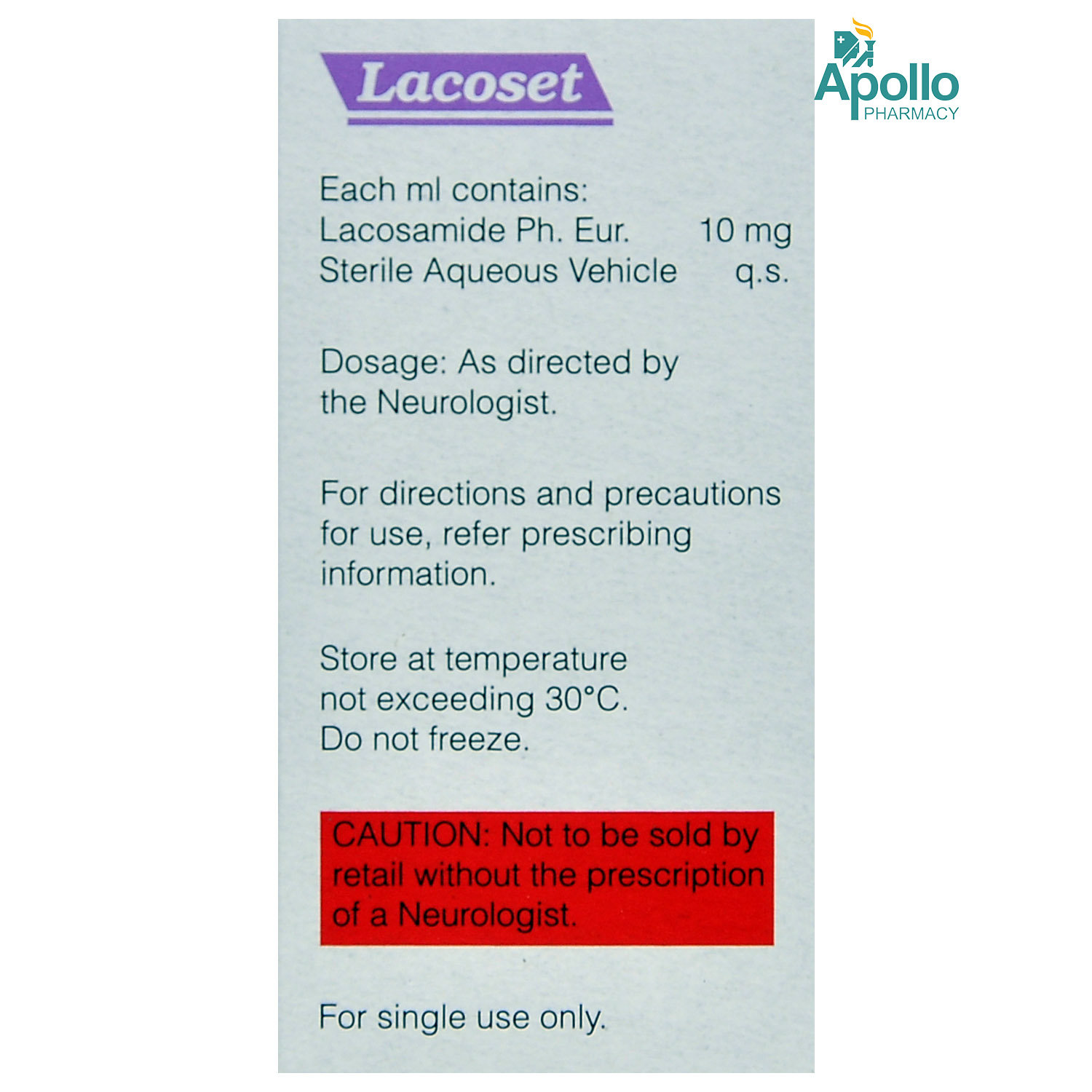 LACOSET 10MG/ML INJECTION, Pack of 1 Injection LACOSET 10MG/ML INJECTION, Pack of 1 Injection