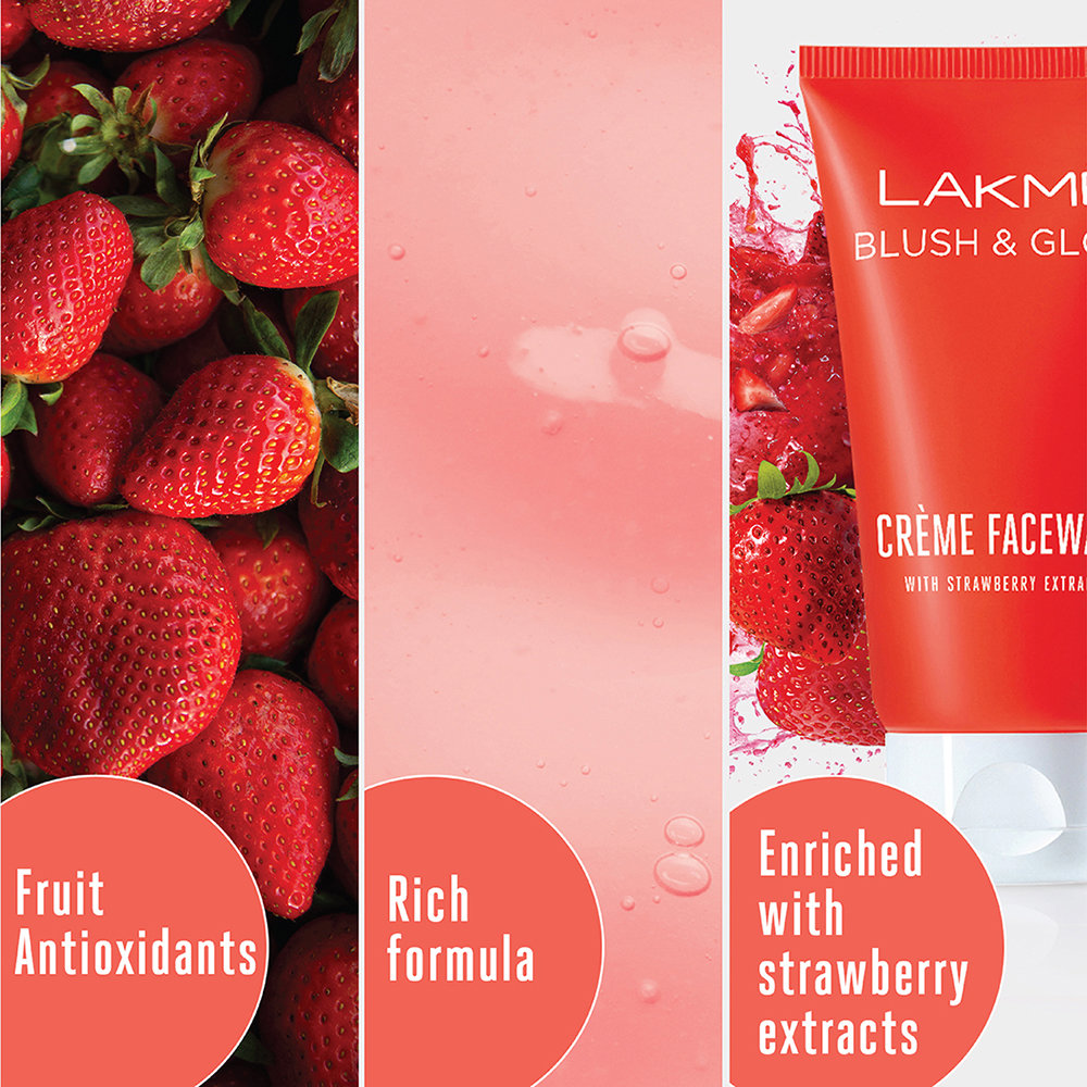 Lakme Blush & Glow Strawberry Creme Face Wash 50 gm | With Strawberry Extracts | Gentle Cleansing | Removes Dirt & Impurities, Pack of 1 Lakme Blush & Glow Strawberry Creme Face Wash 50 gm | With Strawberry Extracts | Gentle Cleansing | Removes Dirt & Impurities, Pack of 1