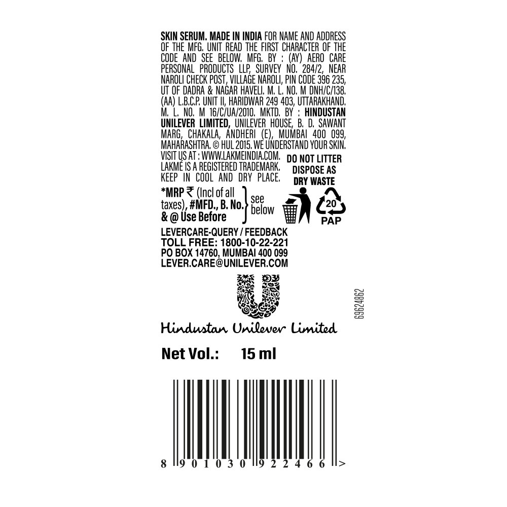 Lakme Absolute Youth Infinity Serum 15 ml | 89% Pure Pro-Retinol C Complex | Reduces Wrinkles | Improves Skin Firmness | Gives Youthful & Firmer Skin, Pack of 1 Lakme Absolute Youth Infinity Serum 15 ml | 89% Pure Pro-Retinol C Complex | Reduces Wrinkles | Improves Skin Firmness | Gives Youthful & Firmer Skin, Pack of 1