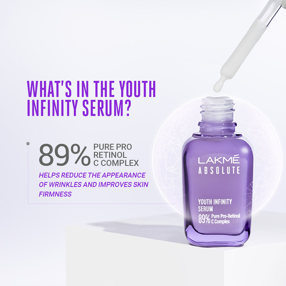 Lakme Absolute Youth Infinity Serum 15 ml | 89% Pure Pro-Retinol C Complex | Reduces Wrinkles | Improves Skin Firmness | Gives Youthful & Firmer Skin, Pack of 1 Lakme Absolute Youth Infinity Serum 15 ml | 89% Pure Pro-Retinol C Complex | Reduces Wrinkles | Improves Skin Firmness | Gives Youthful & Firmer Skin, Pack of 1