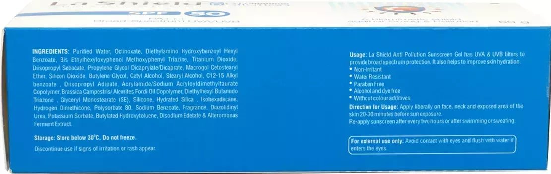 La Shield SPF 50 PA+++ Sunscreen Gel, 60 gm, Pack of 1 La Shield SPF 50 PA+++ Sunscreen Gel, 60 gm, Pack of 1