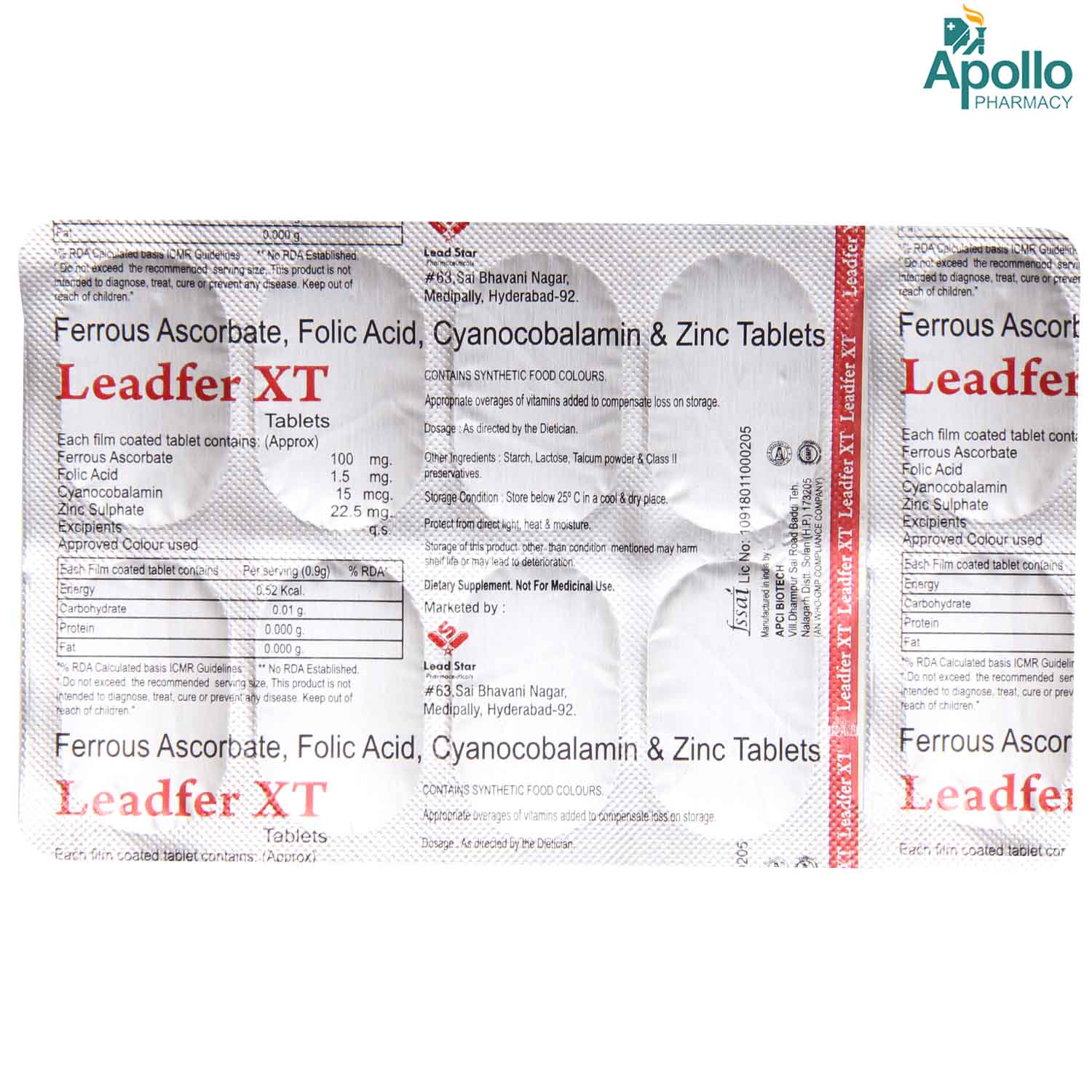 Leadfer XT Tablet 10's, Pack of 10 TABLETS Leadfer XT Tablet 10's, Pack of 10 TABLETS