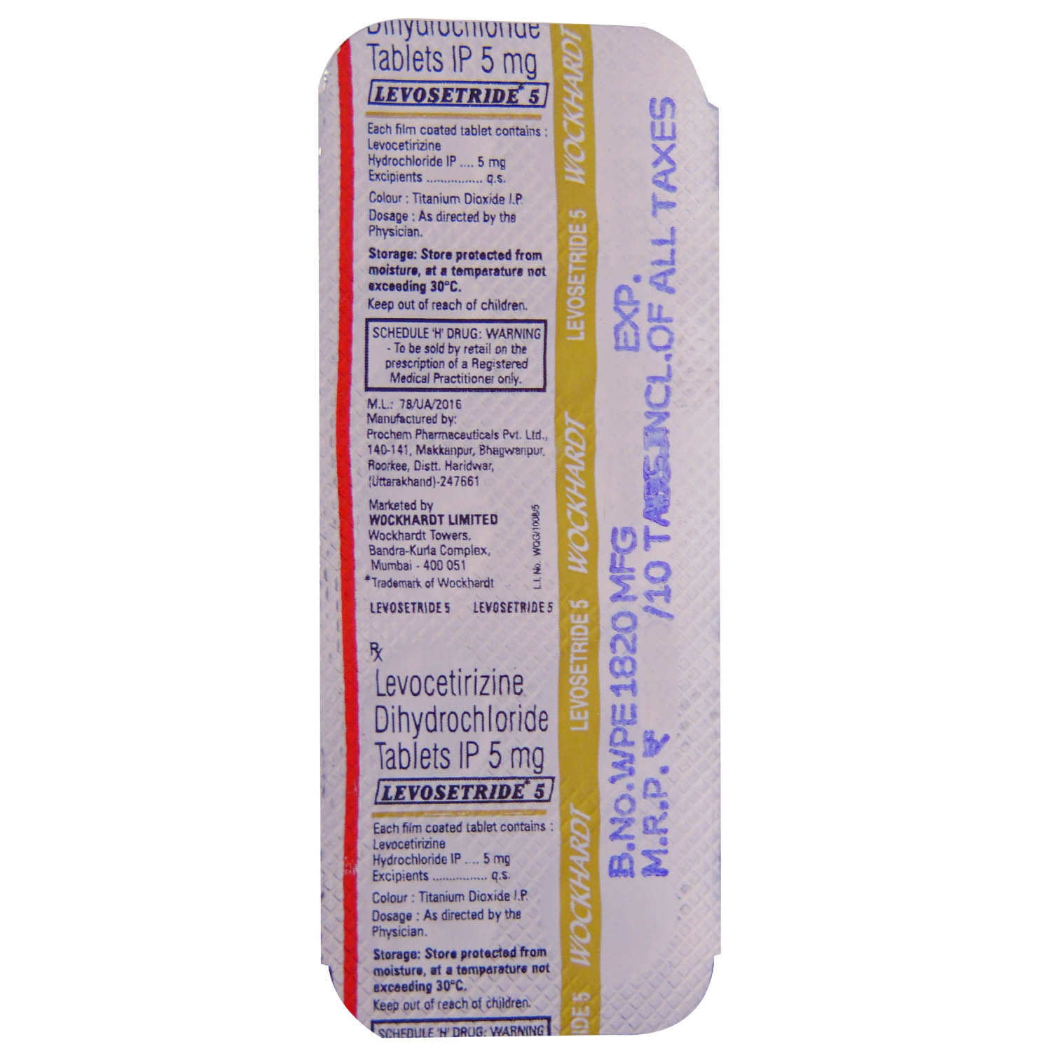 Levosetride 5 mg Tablet 10's, Pack of 10 TABLETS Levosetride 5 mg Tablet 10's, Pack of 10 TABLETS