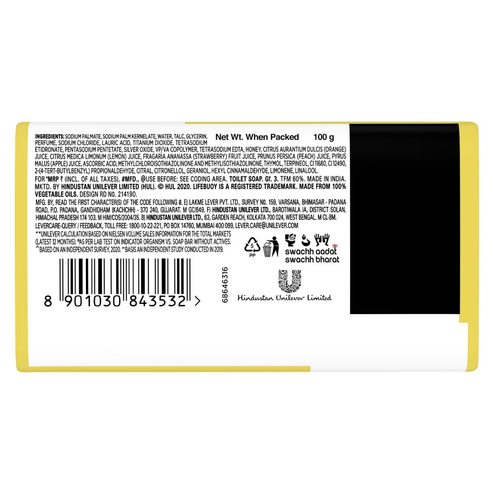 Lifebuoy Lemon Fresh Soap 100 gm | 100% Stronger Germ protection | Fights Body Odor, Pack of 1 Lifebuoy Lemon Fresh Soap 100 gm | 100% Stronger Germ protection | Fights Body Odor, Pack of 1