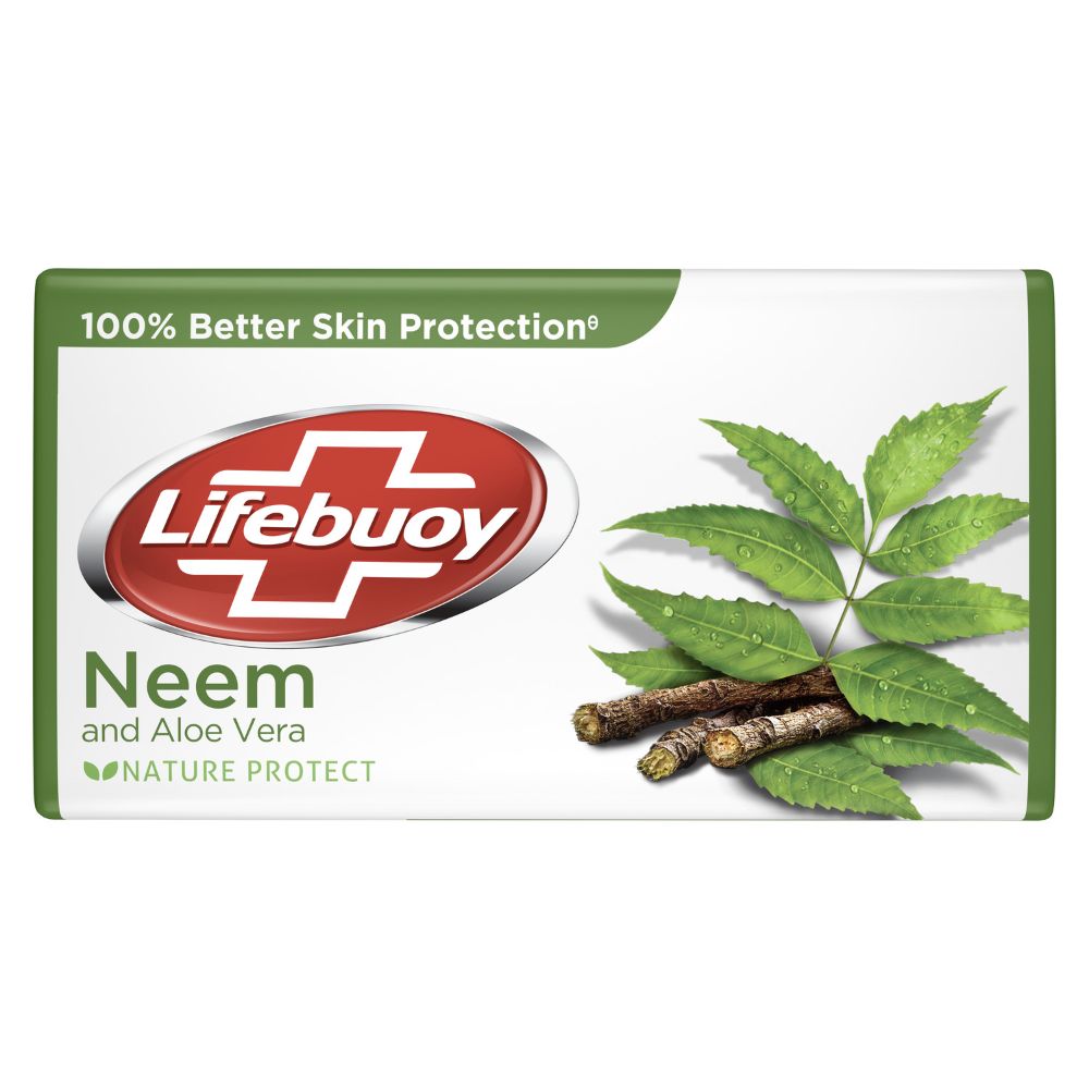 Lifebuoy Nature Protect Neem and Aloe Vera Soap 100 gm | With Goodness Of Neem & Aloevera | Provides 100% Better Skin Protection Against Germs, Pack of 1 Lifebuoy Nature Protect Neem and Aloe Vera Soap 100 gm | With Goodness Of Neem & Aloevera | Provides 100% Better Skin Protection Against Germs, Pack of 1