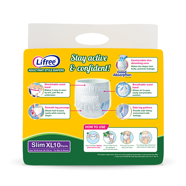 Lifree Slim Absorb Adult Diaper Pants XL, 10 Count, Pack of 1 Lifree Slim Absorb Adult Diaper Pants XL, 10 Count, Pack of 1