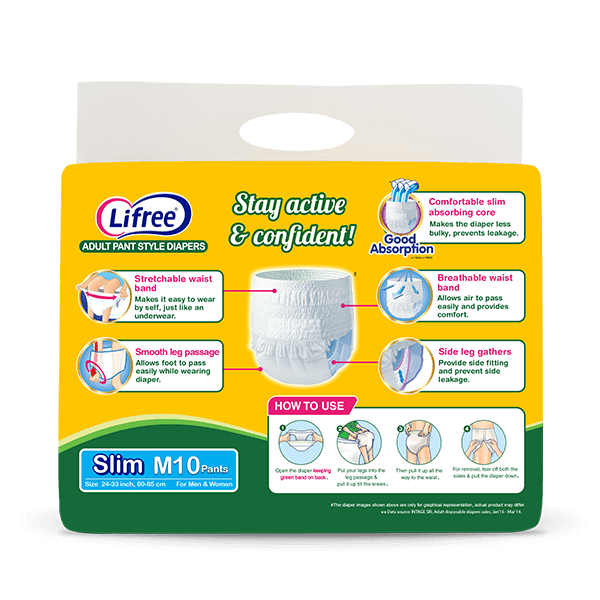 Lifree Slim Absorb Adult Diaper Pants Medium, 10 Count, Pack of 1 Lifree Slim Absorb Adult Diaper Pants Medium, 10 Count, Pack of 1