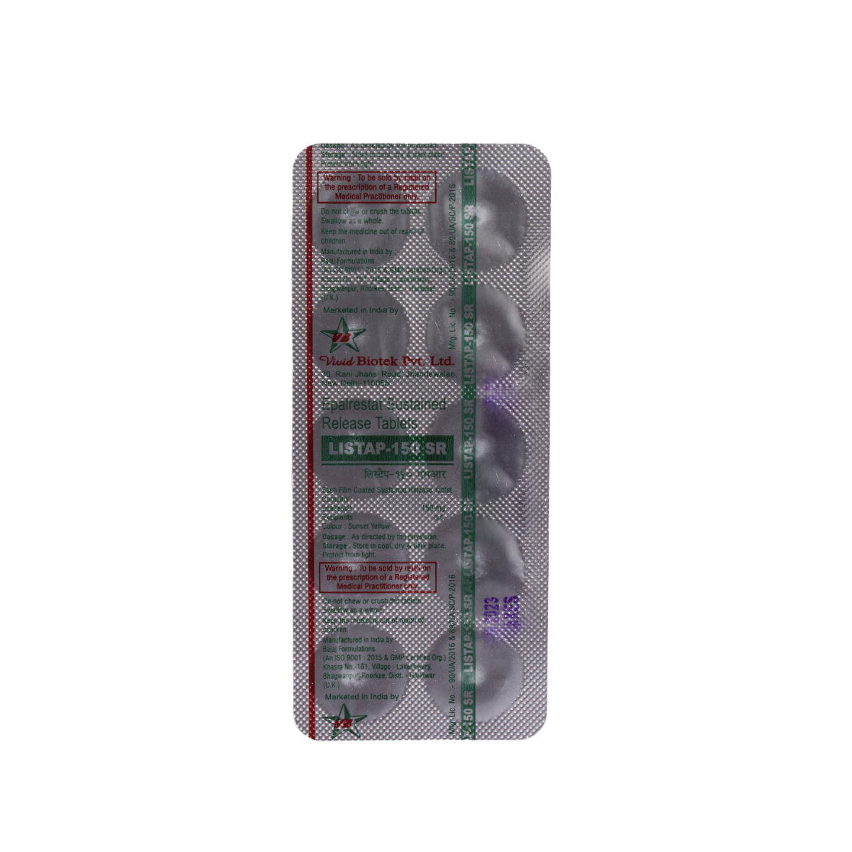 Listap-150 SR Tablet 10's, Pack of 10 TABLETS Listap-150 SR Tablet 10's, Pack of 10 TABLETS