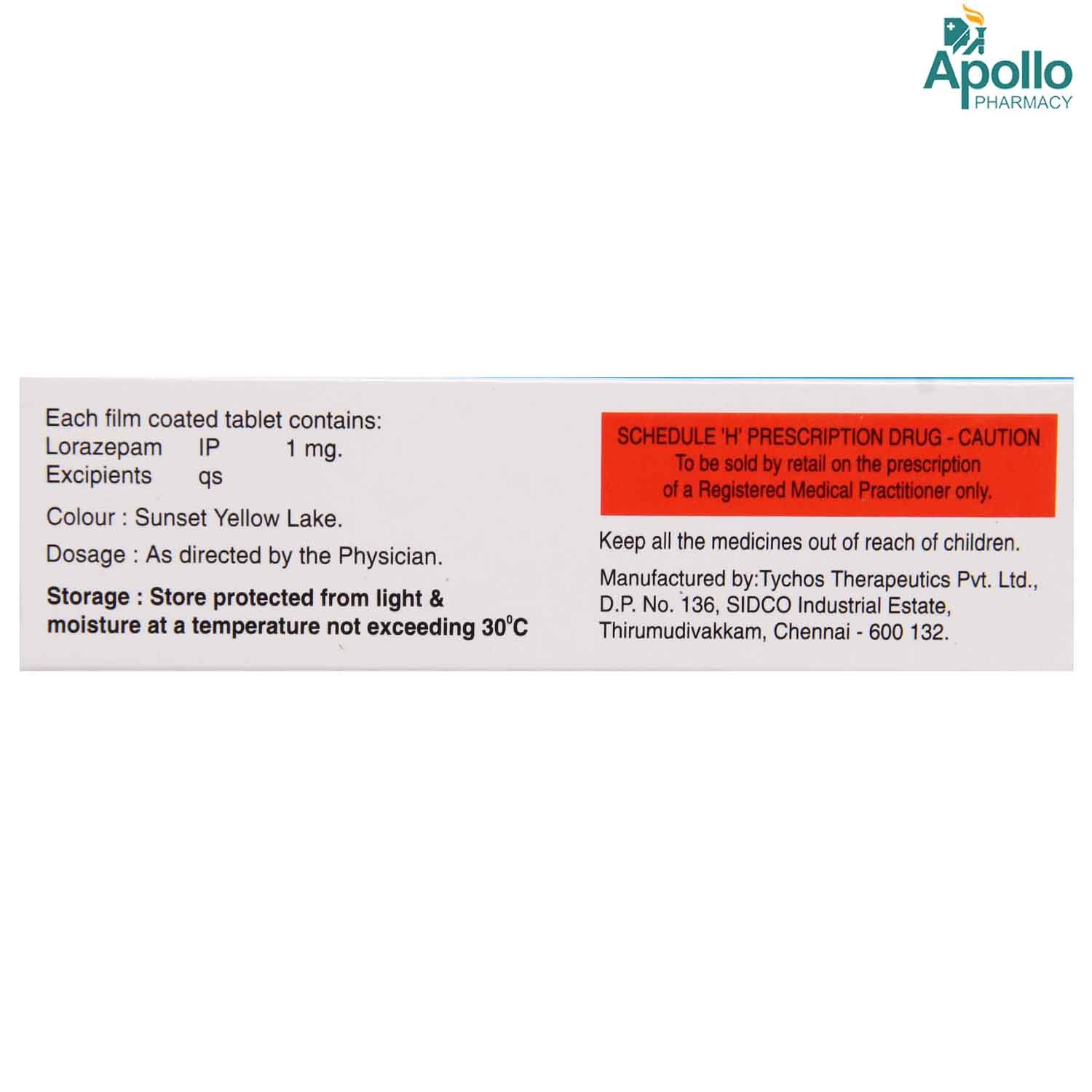 LORICON 1MG TABLET, Pack of 10 TABLETS LORICON 1MG TABLET, Pack of 10 TABLETS