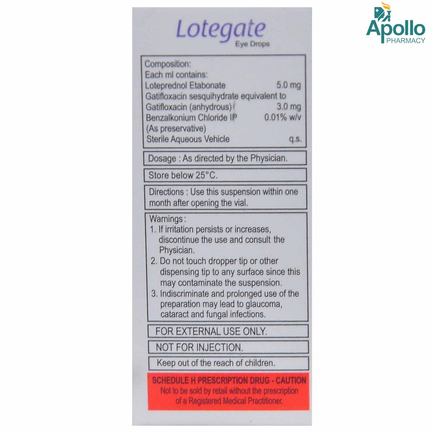 Lotegate Eye Drops 5 ml, Pack of 1 EYE DROPS Lotegate Eye Drops 5 ml, Pack of 1 EYE DROPS