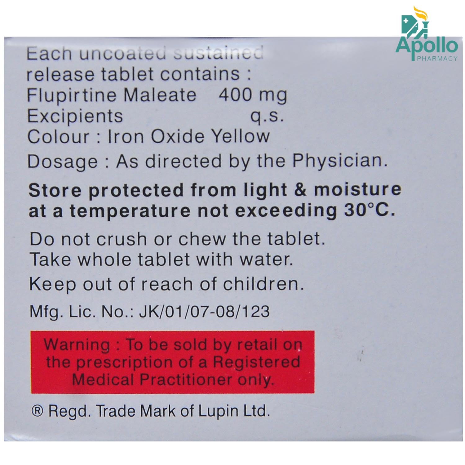 Lupirtin SR Tablet 10's, Pack of 10 TABLETS Lupirtin SR Tablet 10's, Pack of 10 TABLETS