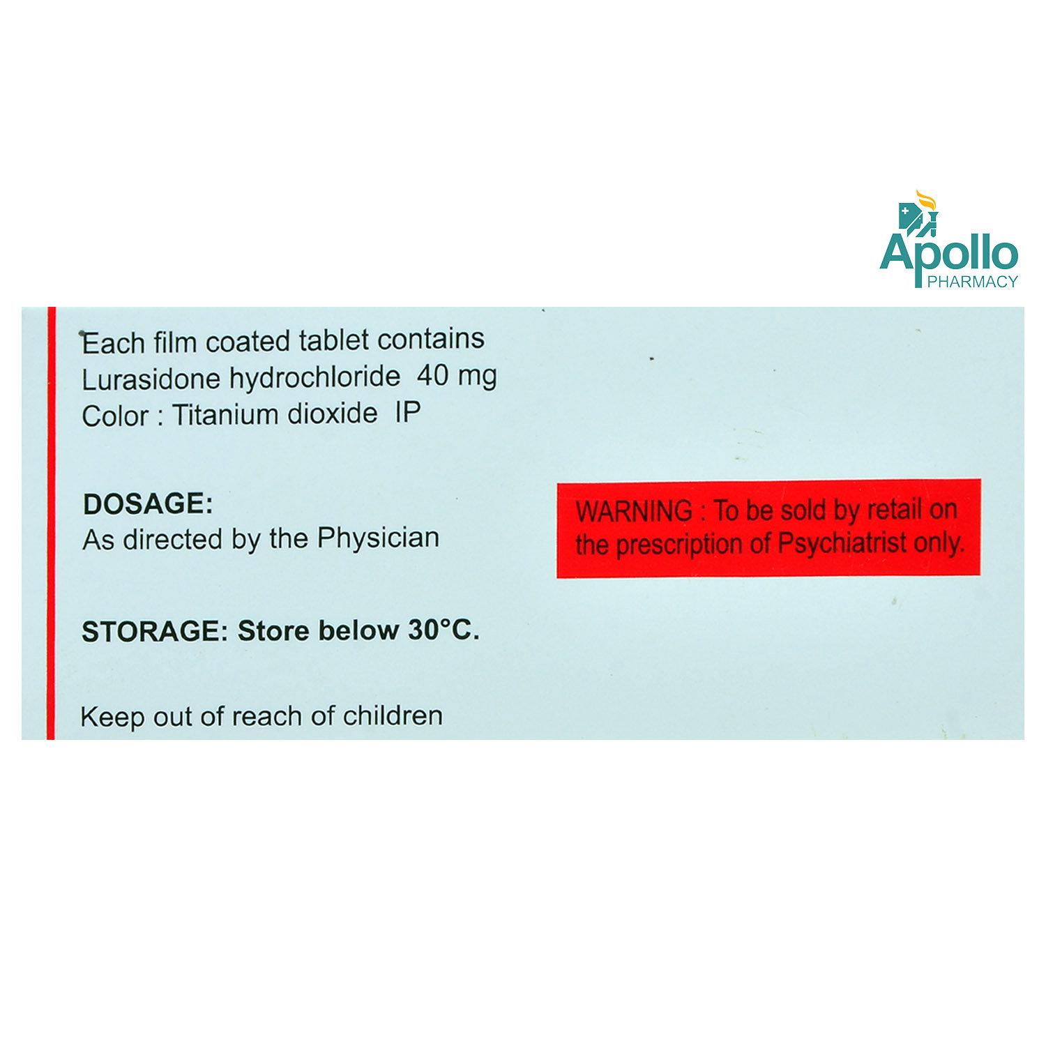 Lurata 40 Tablet 10's, Pack of 10 TABLETS Lurata 40 Tablet 10's, Pack of 10 TABLETS