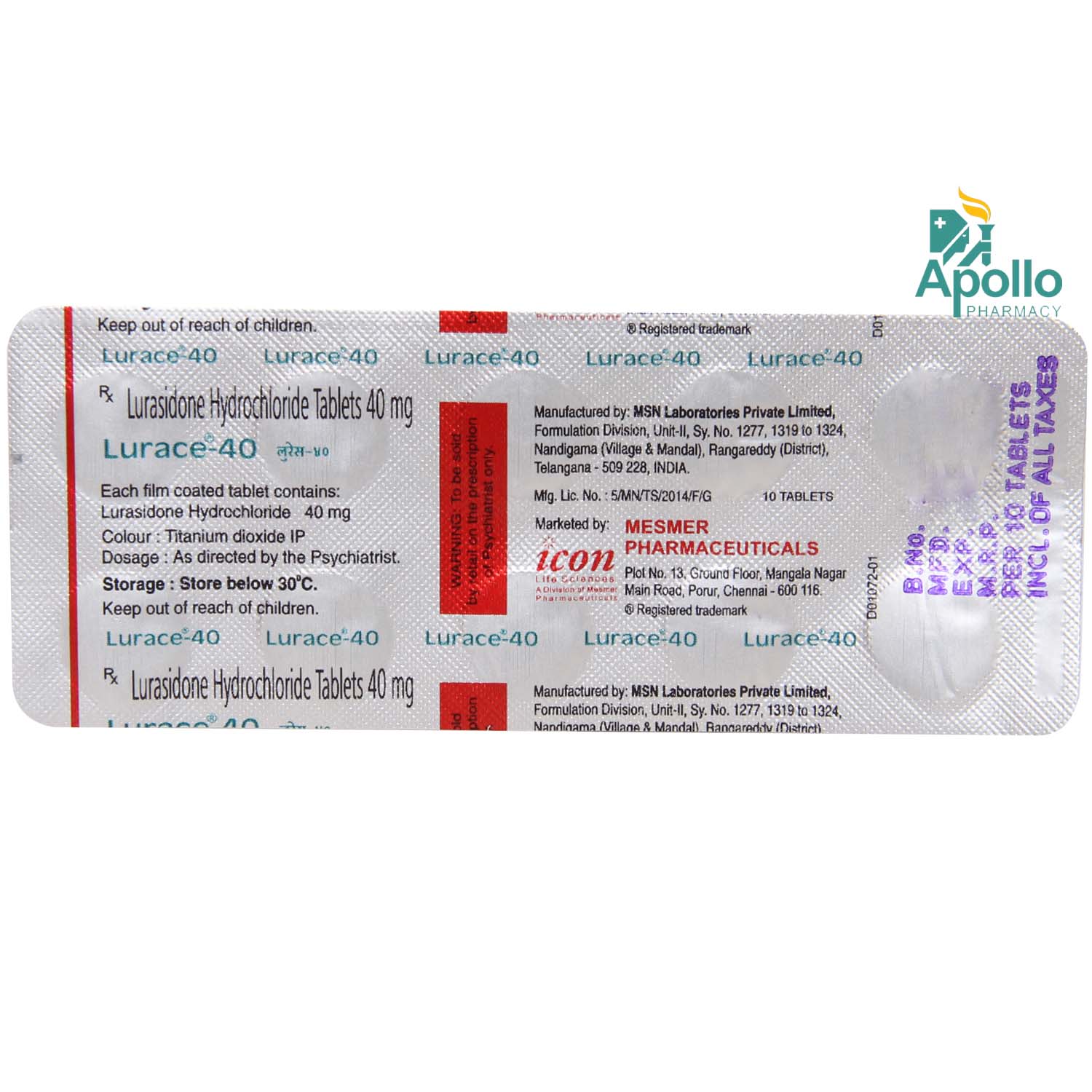 Lurace 40 Tablet 10's, Pack of 10 TABLETS Lurace 40 Tablet 10's, Pack of 10 TABLETS