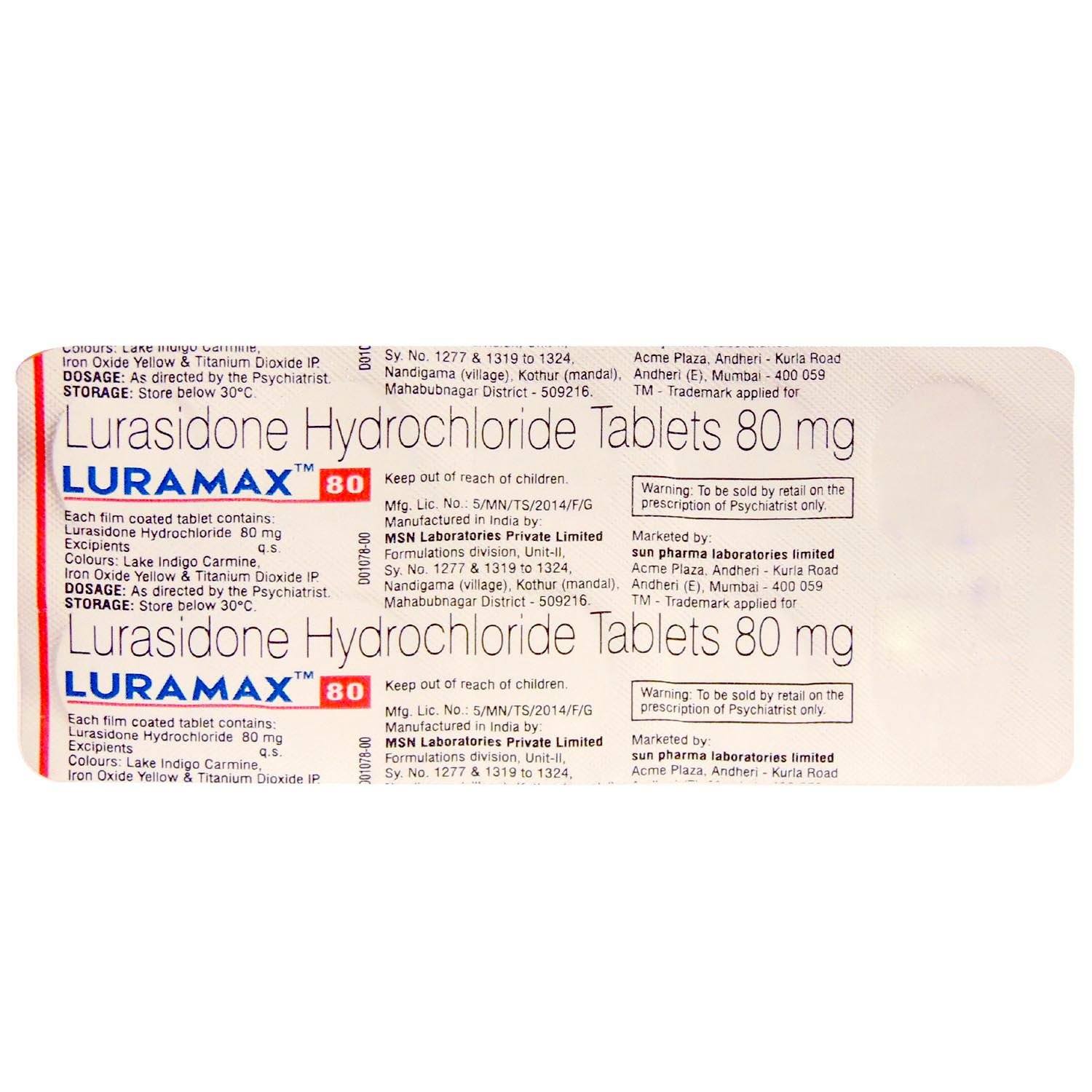 Luramax 80 Tablet 10's, Pack of 10 TABLETS Luramax 80 Tablet 10's, Pack of 10 TABLETS