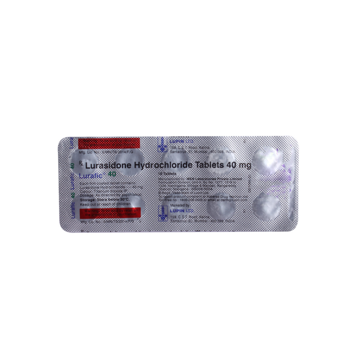 Lurafic 40mg Tablet 10's, Pack of 10 TABLETS Lurafic 40mg Tablet 10's, Pack of 10 TABLETS