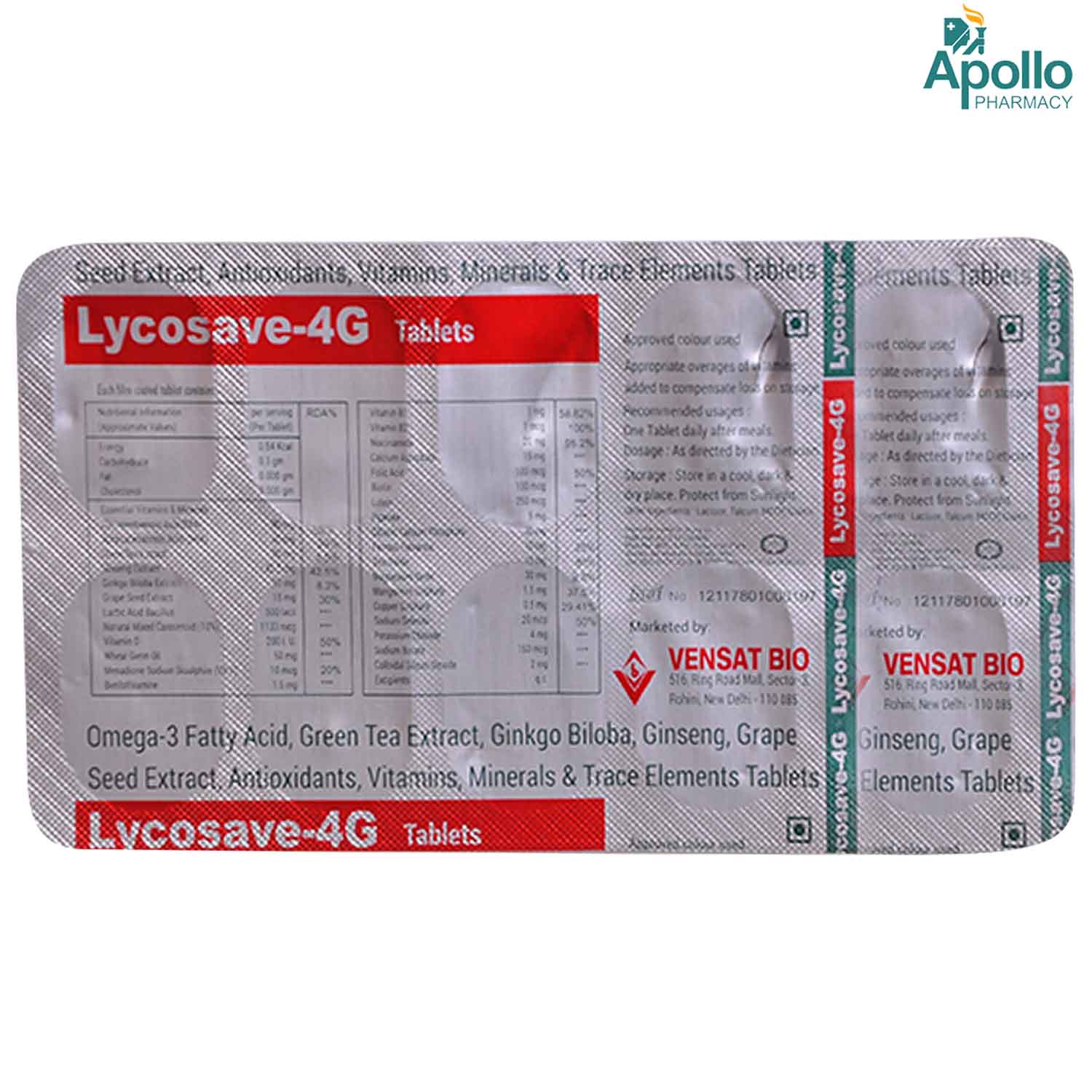 LYCOSAVE 4G TABLET 10'S, Pack of 10 LYCOSAVE 4G TABLET 10'S, Pack of 10
