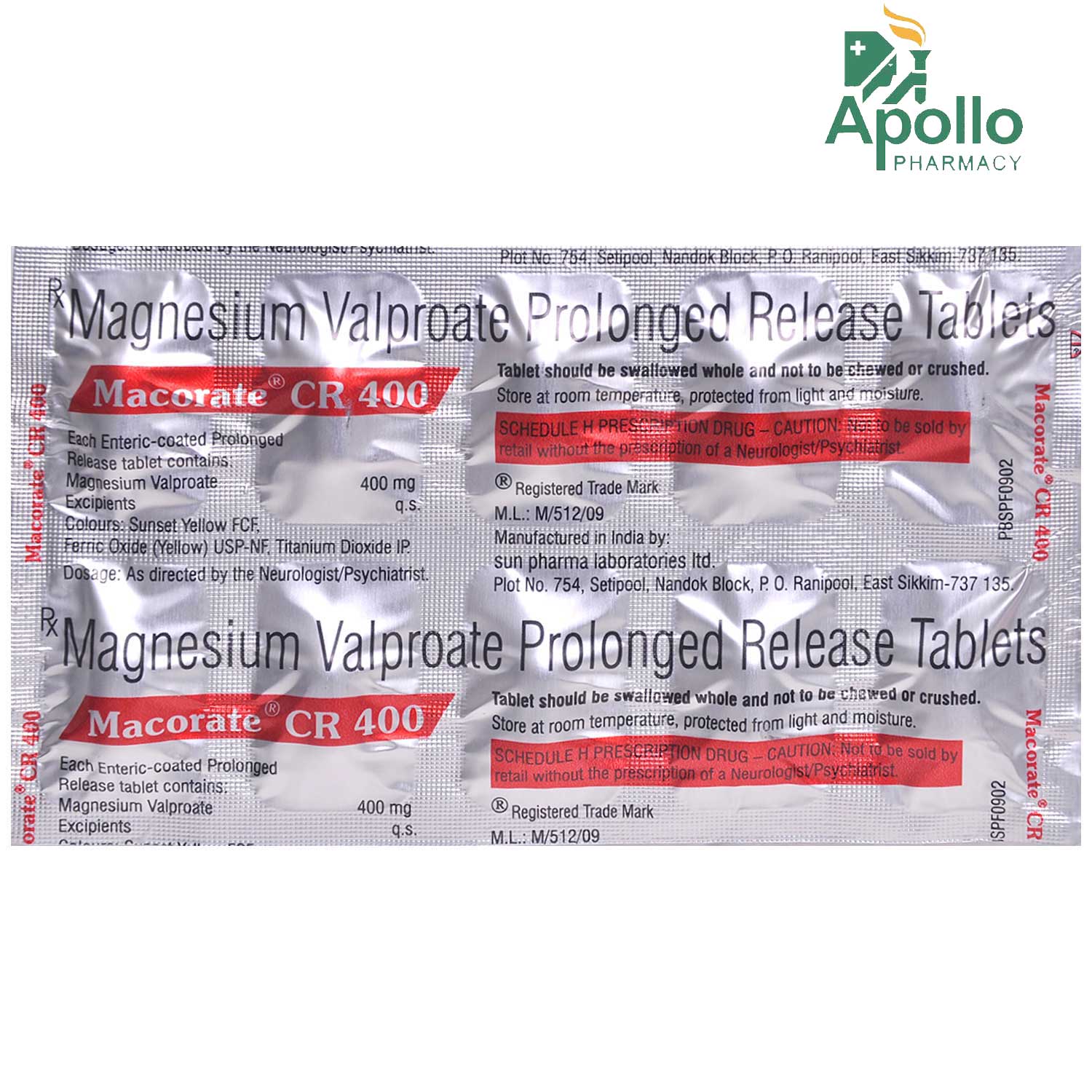 MACORATE CR 400MG TABLET, Pack of 10 TABLETS MACORATE CR 400MG TABLET, Pack of 10 TABLETS