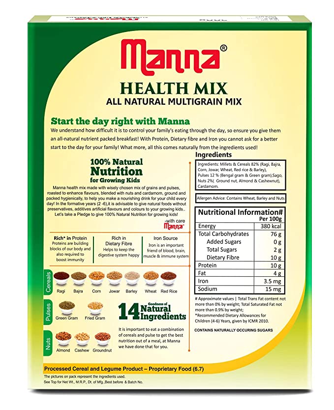 Manna Health Mix, 500 gm, Pack of 1 Manna Health Mix, 500 gm, Pack of 1