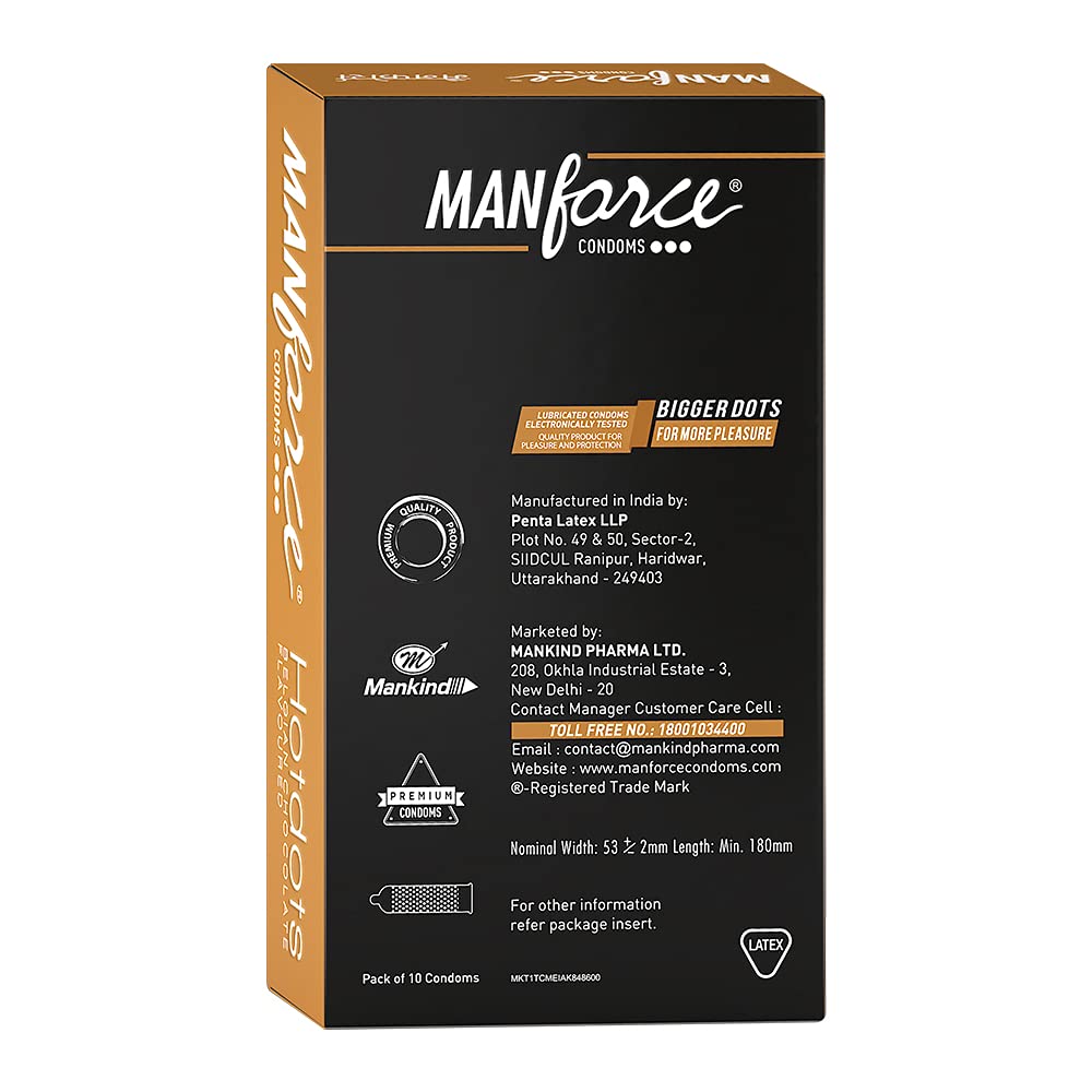 Manforce Hotdots Belgian Chocolate Flavour Condoms, 10 Count, Pack of 1 Manforce Hotdots Belgian Chocolate Flavour Condoms, 10 Count, Pack of 1