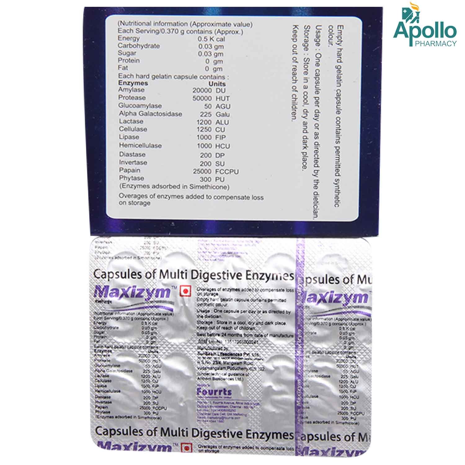 MAXIZYM CAPSULE 10'S , Pack of 10 CapsuleS MAXIZYM CAPSULE 10'S , Pack of 10 CapsuleS