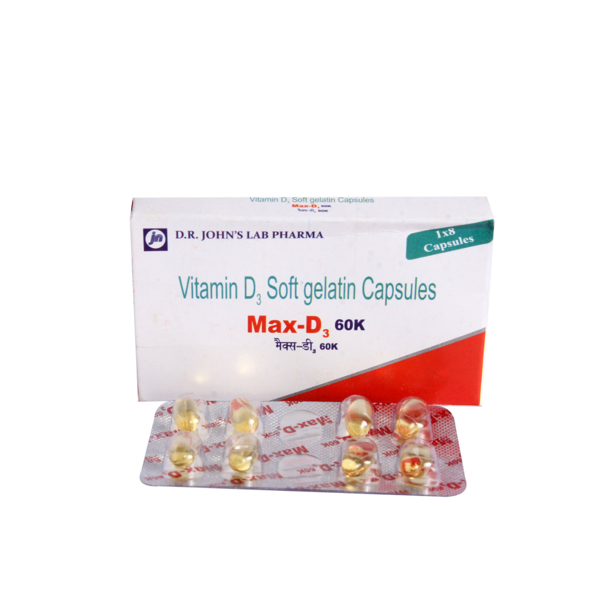 Max-D3 60K Soft Gelatin Capsule 8's, Pack of 8 Max-D3 60K Soft Gelatin Capsule 8's, Pack of 8