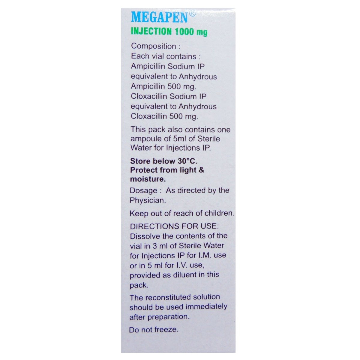 Megapen 1 gm Injection 1's, Pack of 1 Injection Megapen 1 gm Injection 1's, Pack of 1 Injection