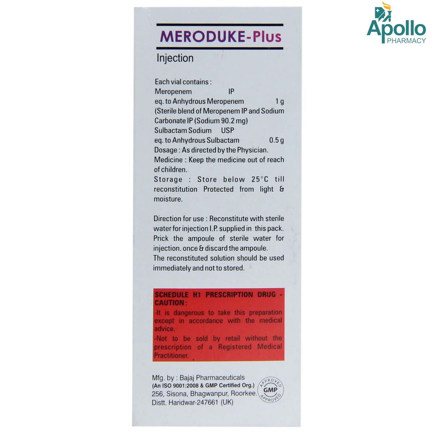 Meroduke-Plus 1.5gm Injection, Pack of 1 INJECTION Meroduke-Plus 1.5gm Injection, Pack of 1 INJECTION