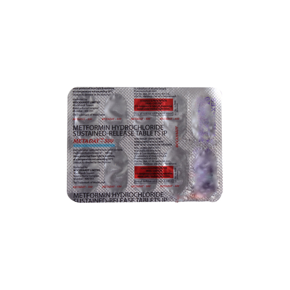 METADAY 500MG TABLET, Pack of 10 TABLETS METADAY 500MG TABLET, Pack of 10 TABLETS