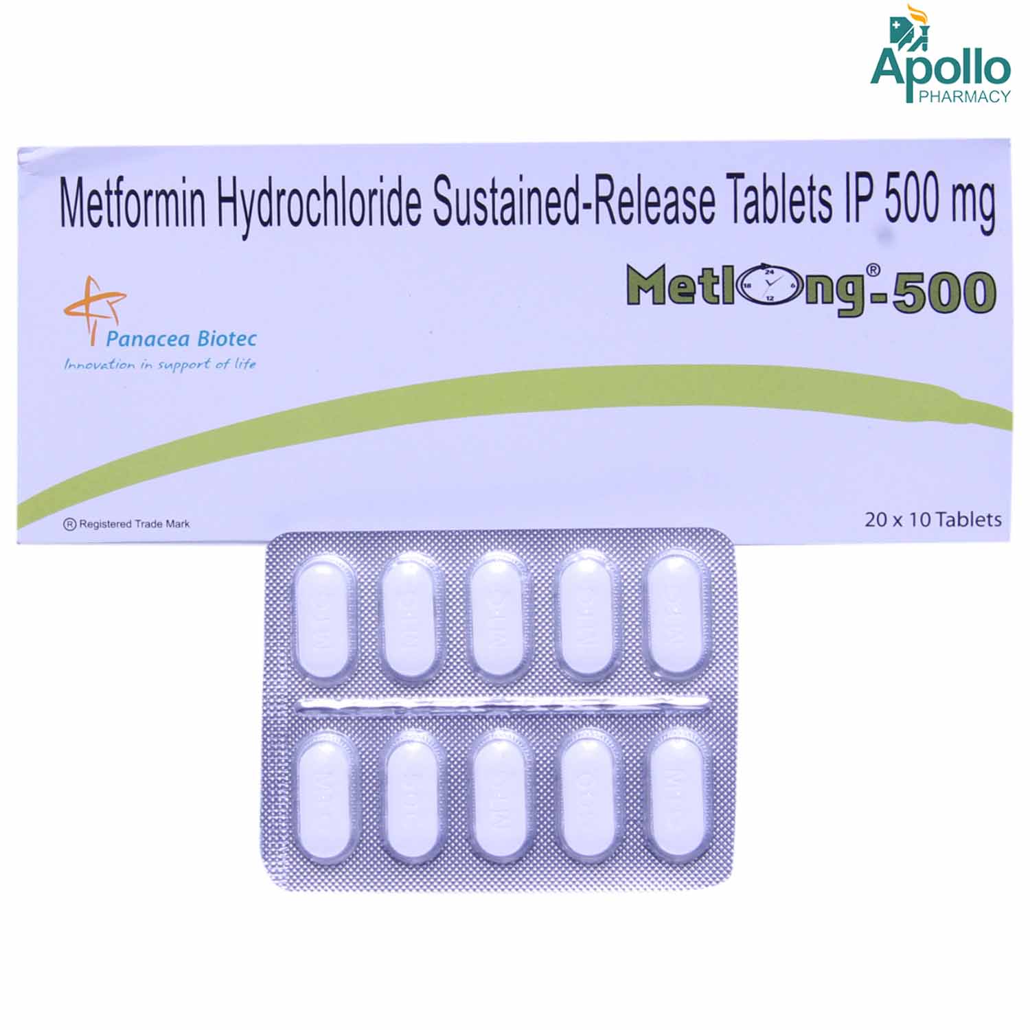 Metlong-500 Tablet 10's, Pack of 10 TABLETS Metlong-500 Tablet 10's, Pack of 10 TABLETS