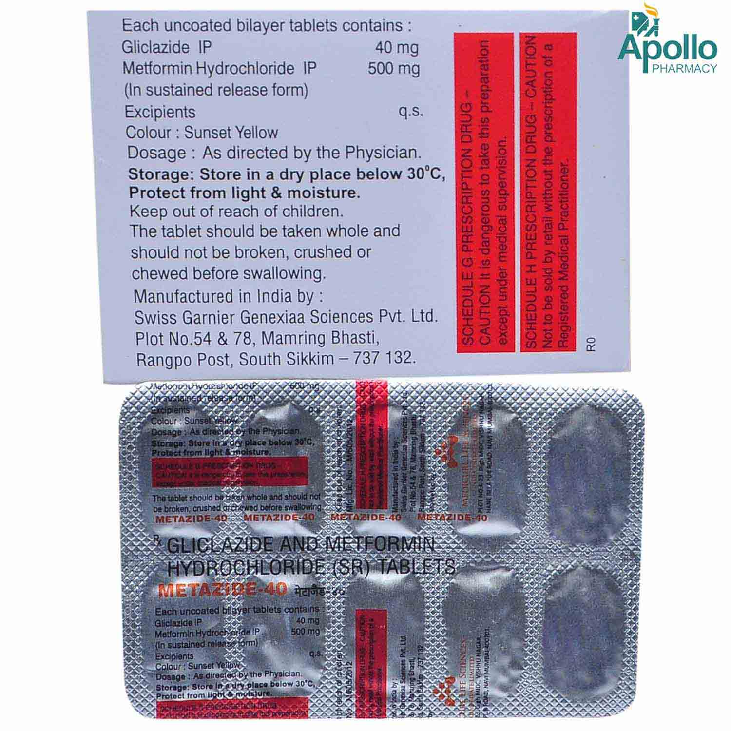 Metazide-40 Tablet 10's, Pack of 10 TabletS Metazide-40 Tablet 10's, Pack of 10 TabletS