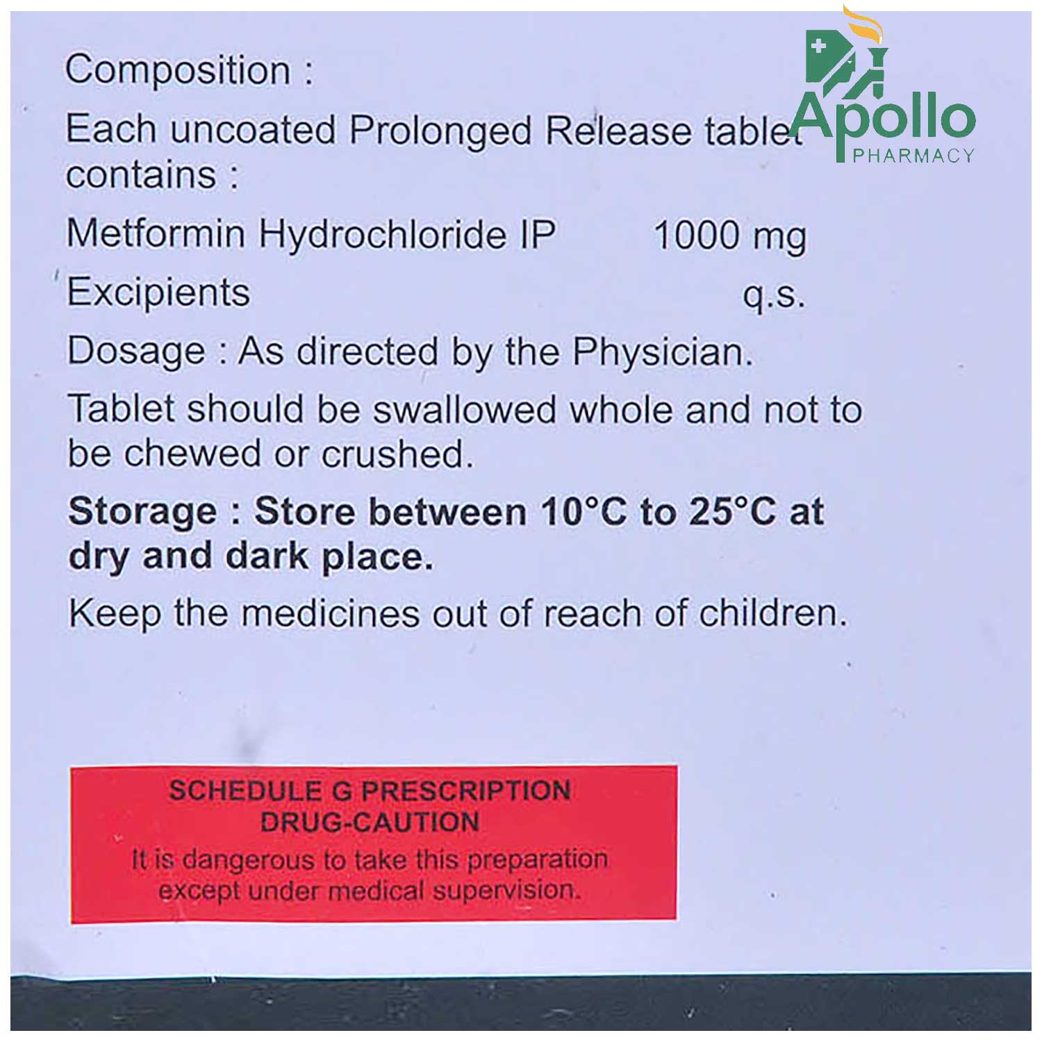 Metafort 1000 Tablet 15's, Pack of 15 TABLETS Metafort 1000 Tablet 15's, Pack of 15 TABLETS