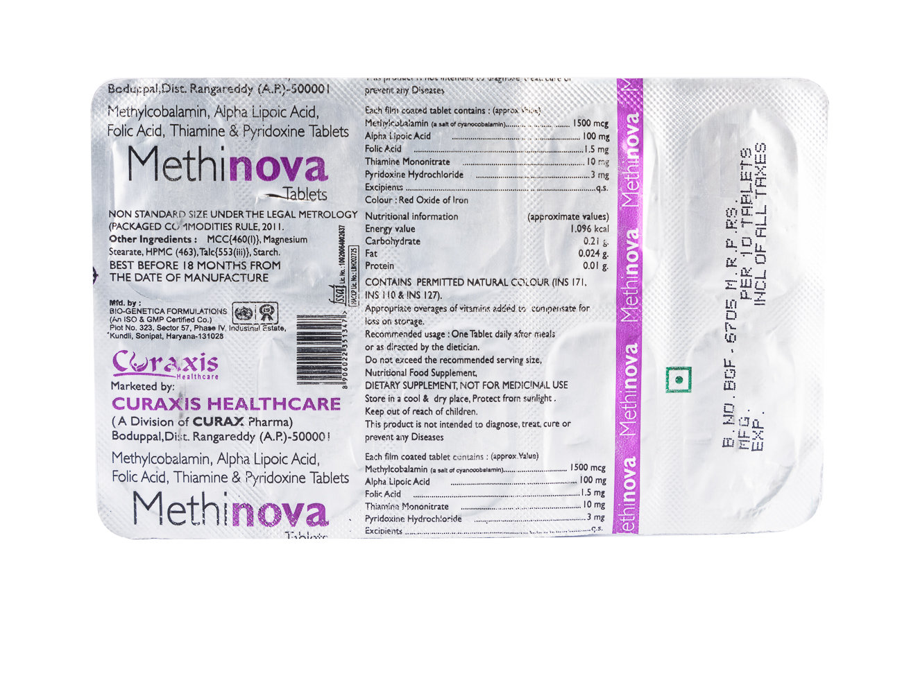 Methinova Tablet 10's, Pack of 10 TABLETS Methinova Tablet 10's, Pack of 10 TABLETS